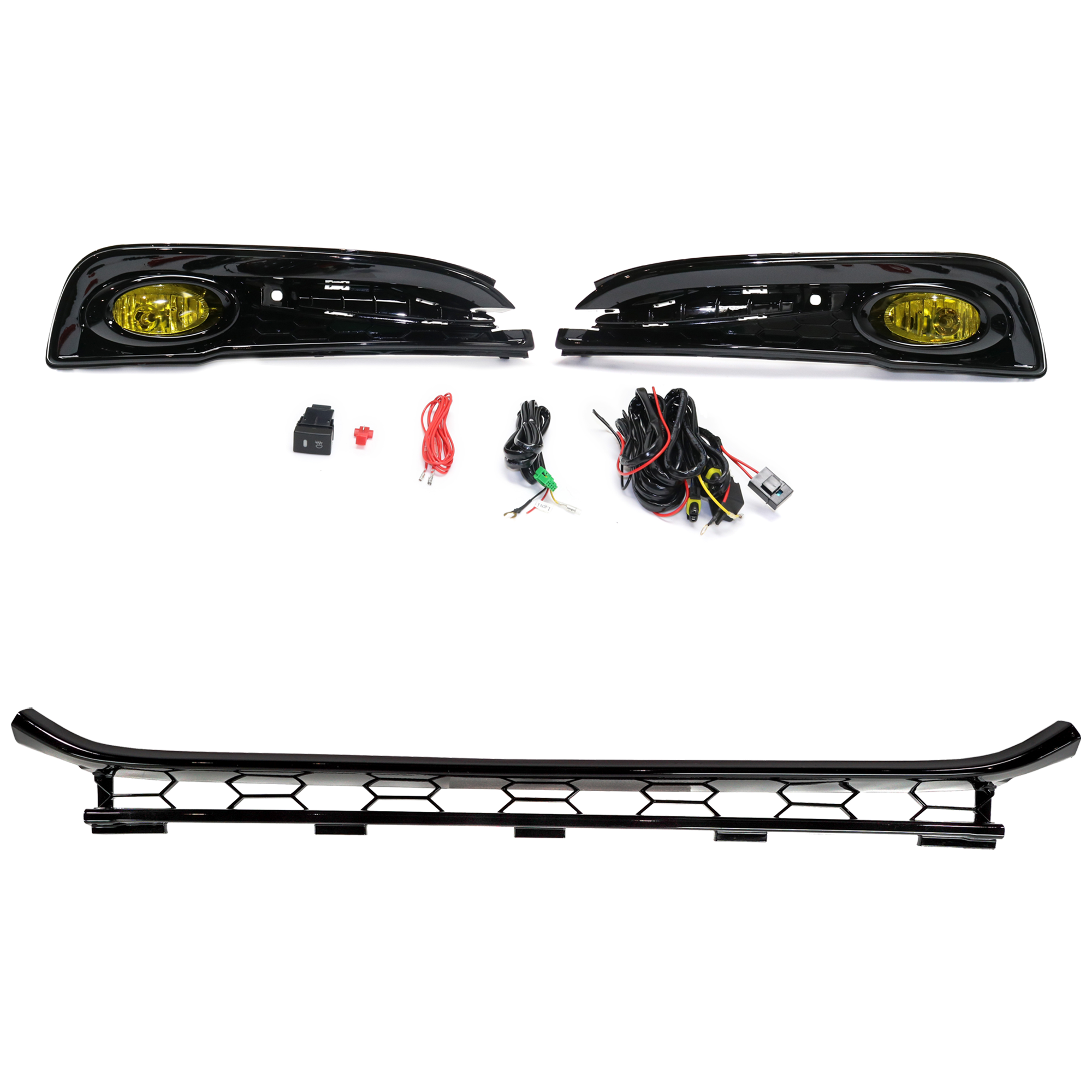 AM CIVIC 13-15 FRONT BUMPER MOLDING RH AND LH 3 pc Kit Painted Black SKU KIT 091523-307 OEM 71108TR7A51 Performance