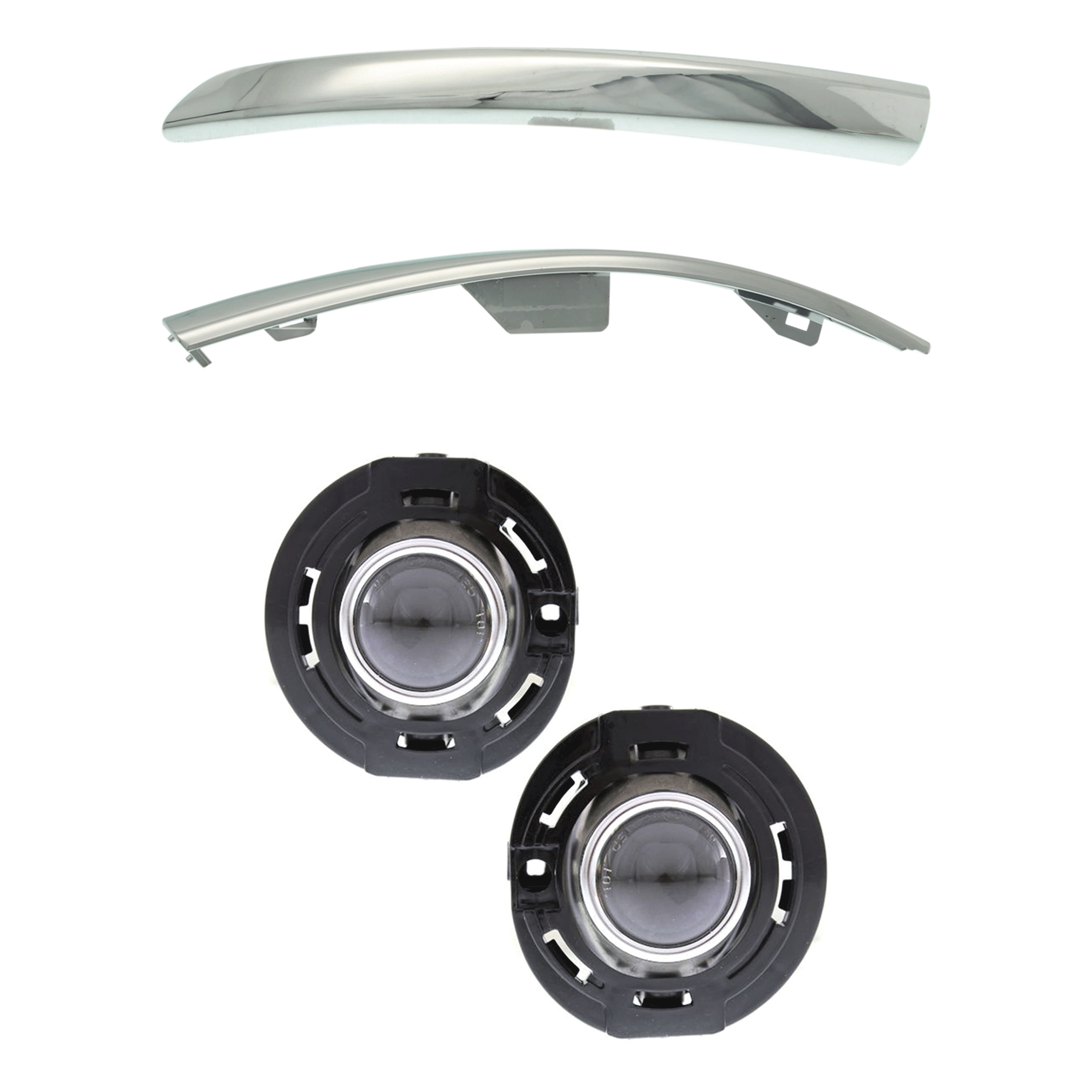 AM GRAND CHEROKEE 17-21 FRONT BUMPER MOLDING RH AND LH Outer 3 Pc kit Chrome SKU KIT 091523-323 Partslink CH1046118 CH1047118 CH2594105 OEM 5XM06SZ0AA 5XM07SZ0AA 5182021A