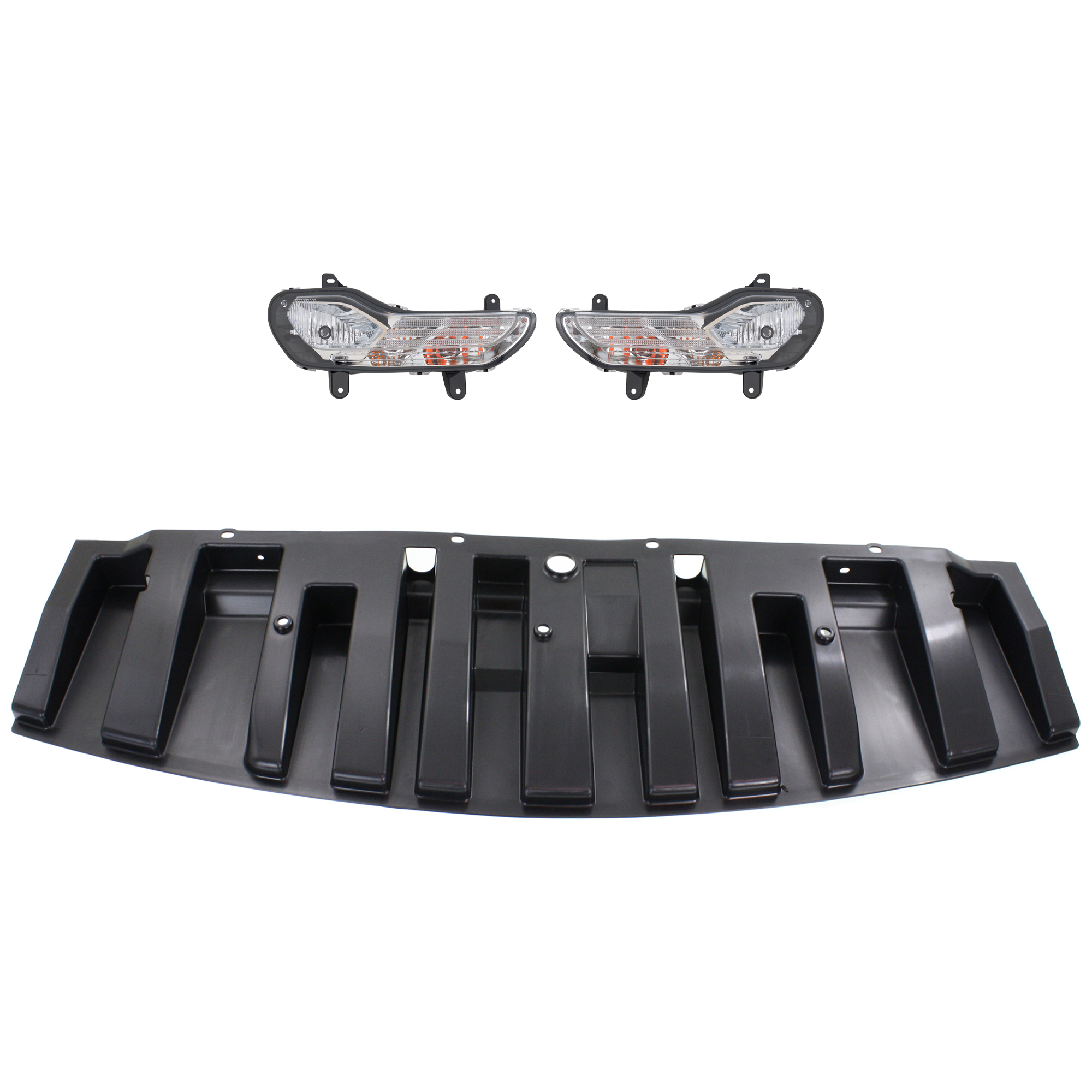 AM ROGUE 17-19 FOG LAMP RH AND LH 3 pc Kit Assembly Halogen with Valance SKU KIT 091523-32 Partslink FO2521189 FO2520189 NI1091104 OEM CJ5Z13200CCP CJ5Z13201CCP 6266
