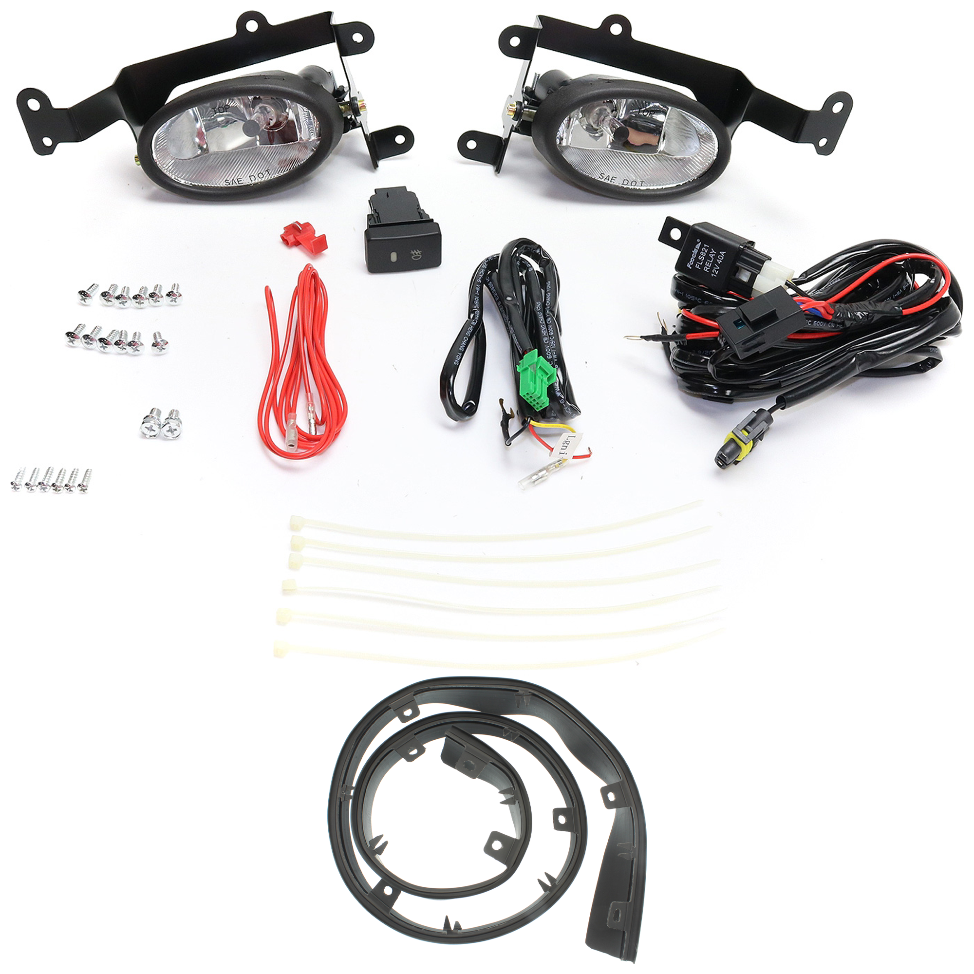 AM CIVIC 06-08 FOG LAMP RH AND LH 3 pc Kit Assembly Halogen with Valance SKU KIT 091523-34 Partslink HO1093109 OEM Performance 71110SNAA90