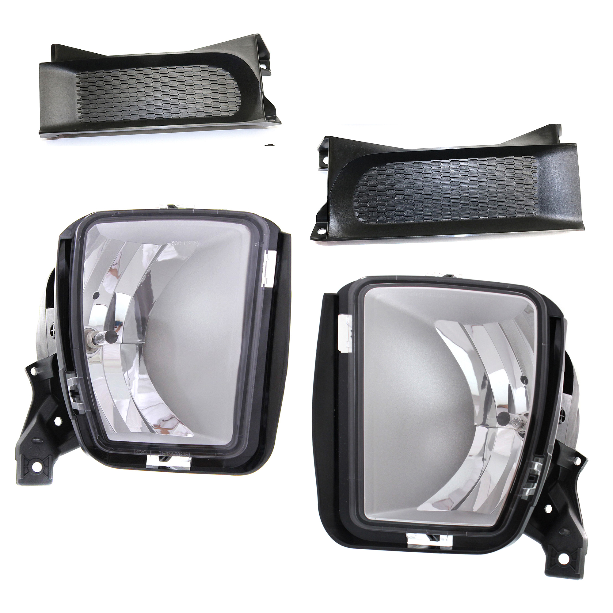 AM RAM 1500-13-18-1500 CLASSIC 19-24 FOG LAMP RH AND LH Assembly Halogen 4 pc Kit w Bumper Trim SKU KIT 091523-364 Partslink CH2592147 CH2593147 CH1037112 OEM 68104820AF 68104820AD 68104821