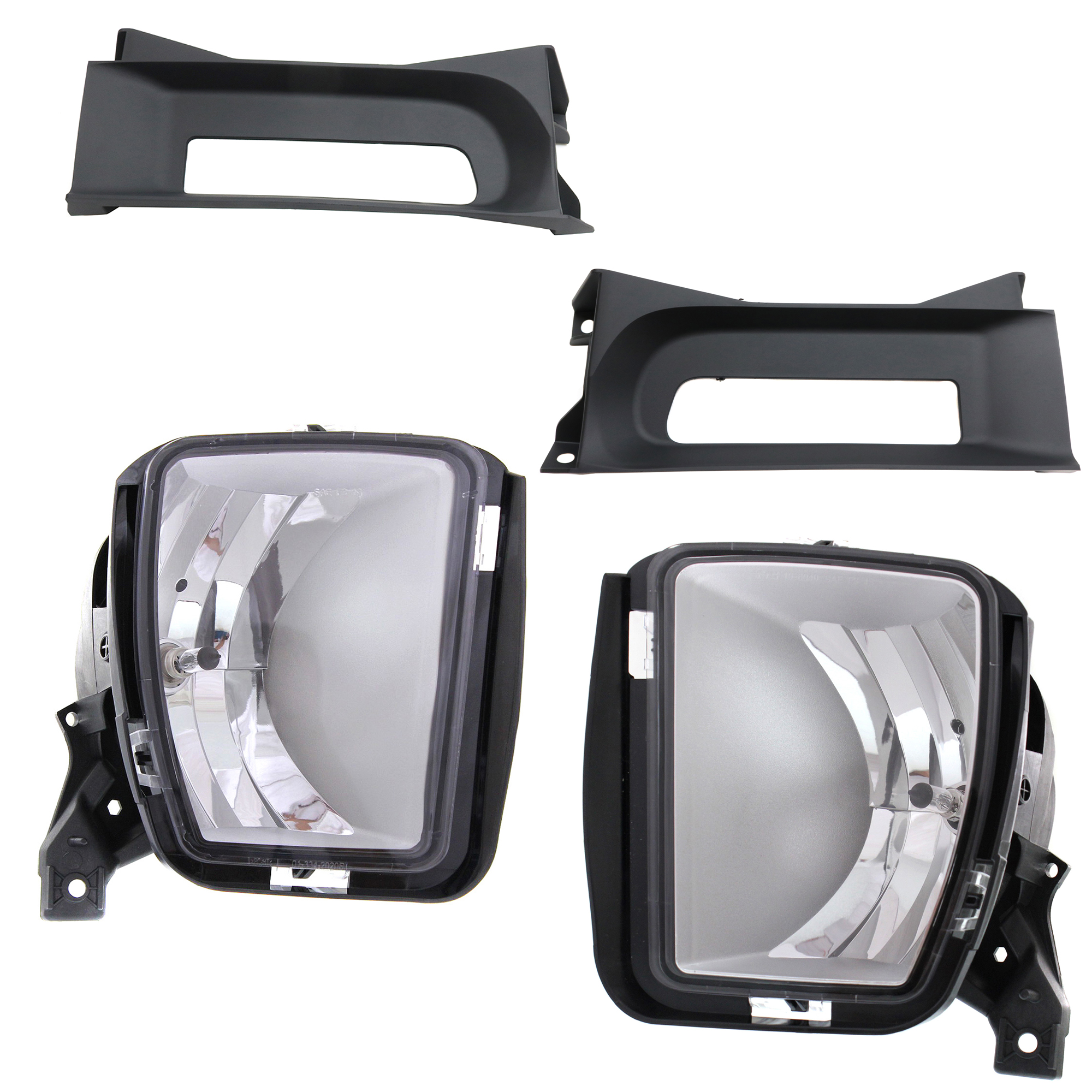 AM RAM 1500-13-18-1500 CLASSIC 19-23 FOG LAMP RH AND LH Assembly Halogen 3 pc kit w Bumper Trim SKU KIT 091523-365 Partslink CH2592147 CH2593147 CH1037113 OEM 68104820AF 68104820AD 68104821