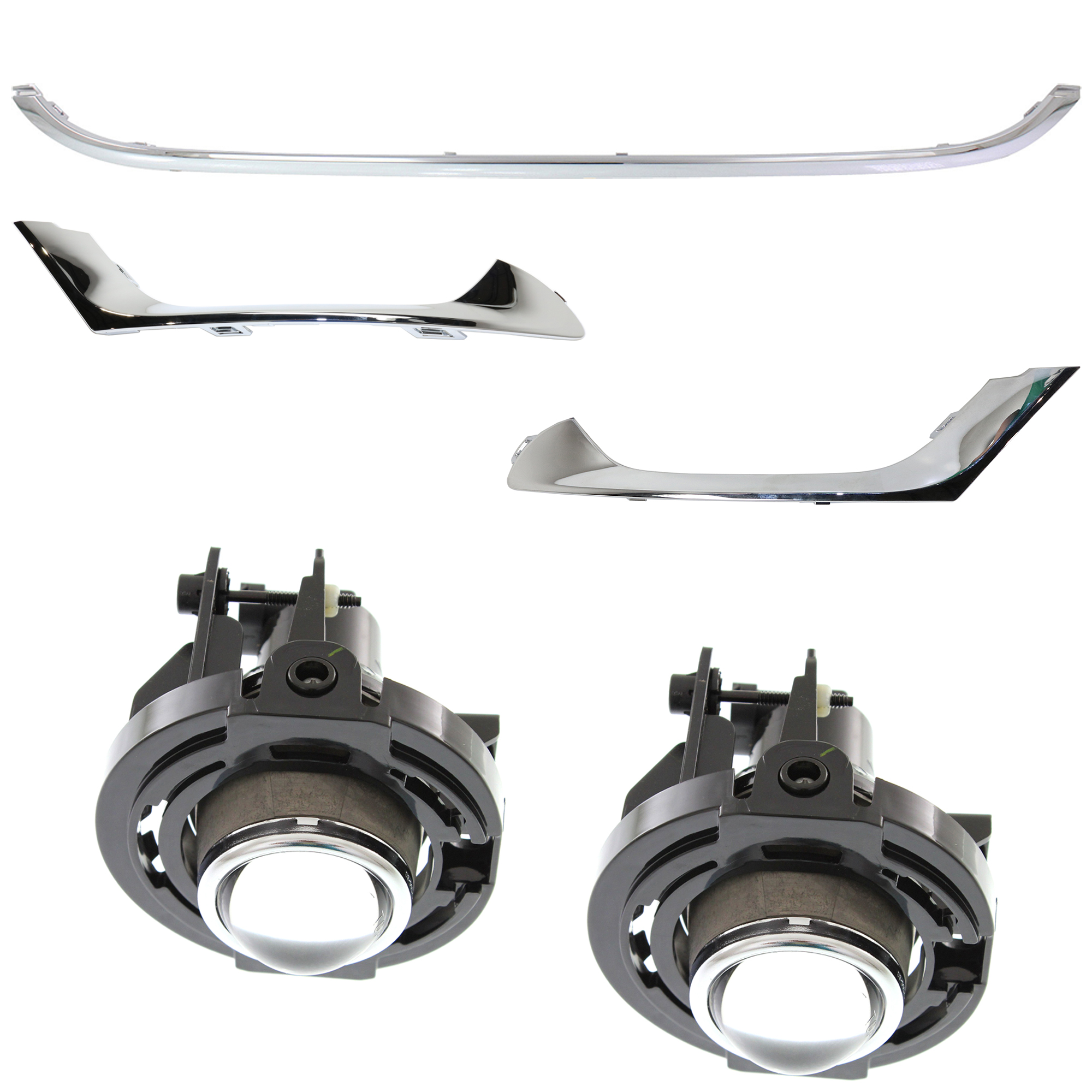 AM 200-15-17 FOG LAMP RH AND LH 5 Pc kit Assembly SKU KIT 091523-370 Partslink CH1044120 CH1046108 CH1047108 OEM 5182021AB PFM 68203029AB 68203