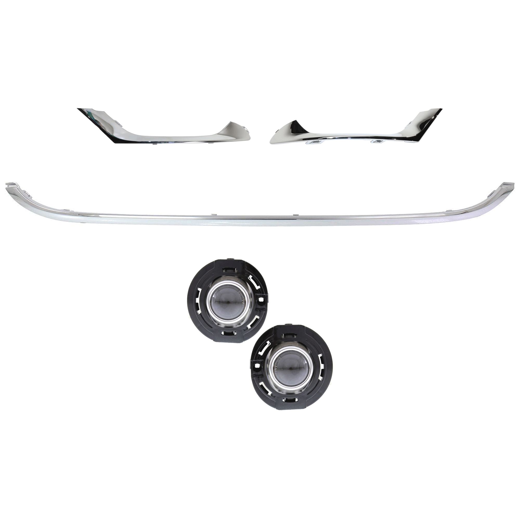 AM 200-15-17 FOG LAMP RH AND LH 4 Pc kit Assembly Halogen Clear Lens SKU KIT 091523-371 Partslink CH2594105 CH1044120 CH1046108 CH1047108 OEM 5182021AB 68203029AB 68203035A