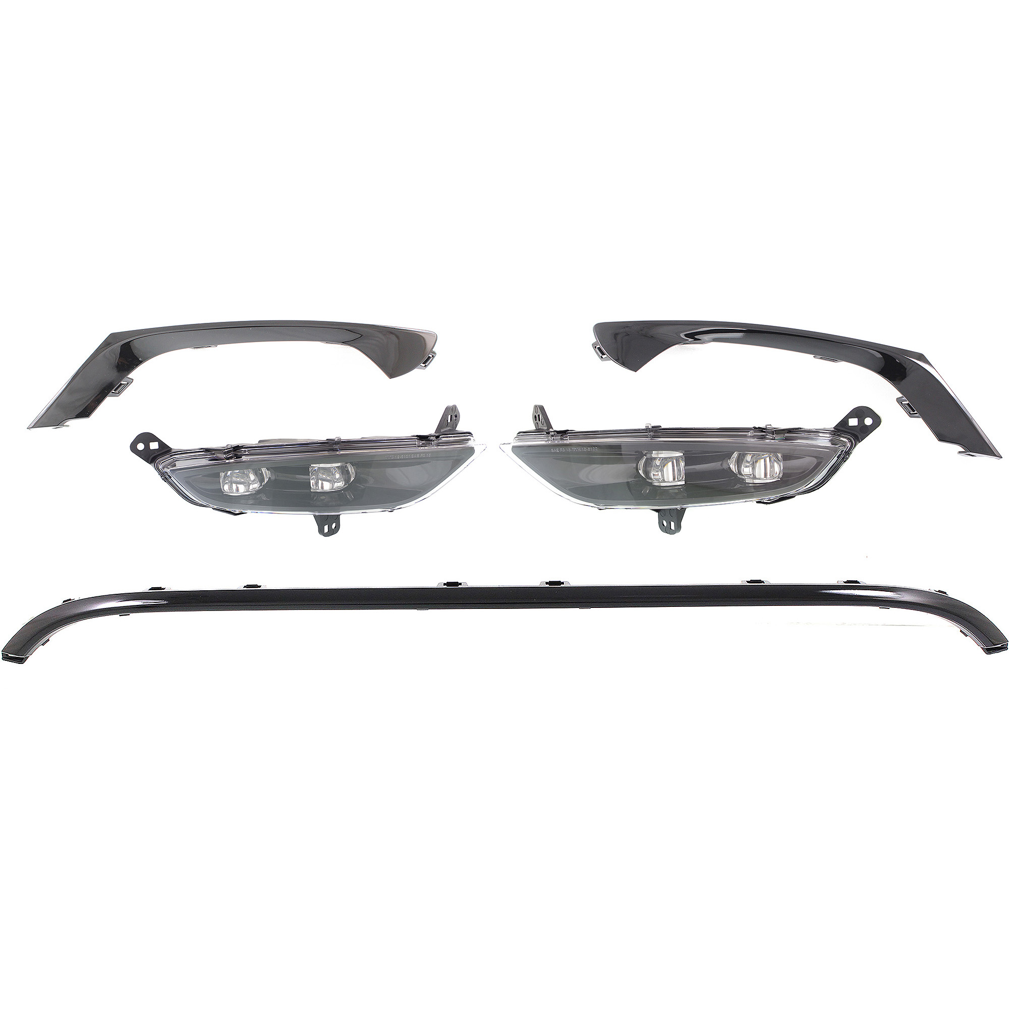 AM 200-15-16 FOG LAMP RH AND LH 5 Pc kit Assembly LED Black Interior SKU KIT 091523-396 Partslink CH2592149 CH2593149 CH1044119 CH1046109 CH1047109 OEM 55112638AA 55112639AA 68203036