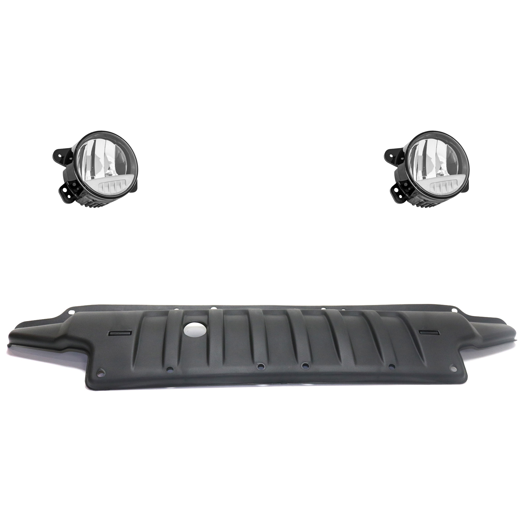 AM WRANGLER 07-09 WRANGLER JK 18-18 FOG LAMP RH AND LH Assembly LED 3 Pc kit with Valance SKU KIT 091523-45 Partslink CH2592160 CH1090154 OEM 68307273AE 1BE95XXXAD