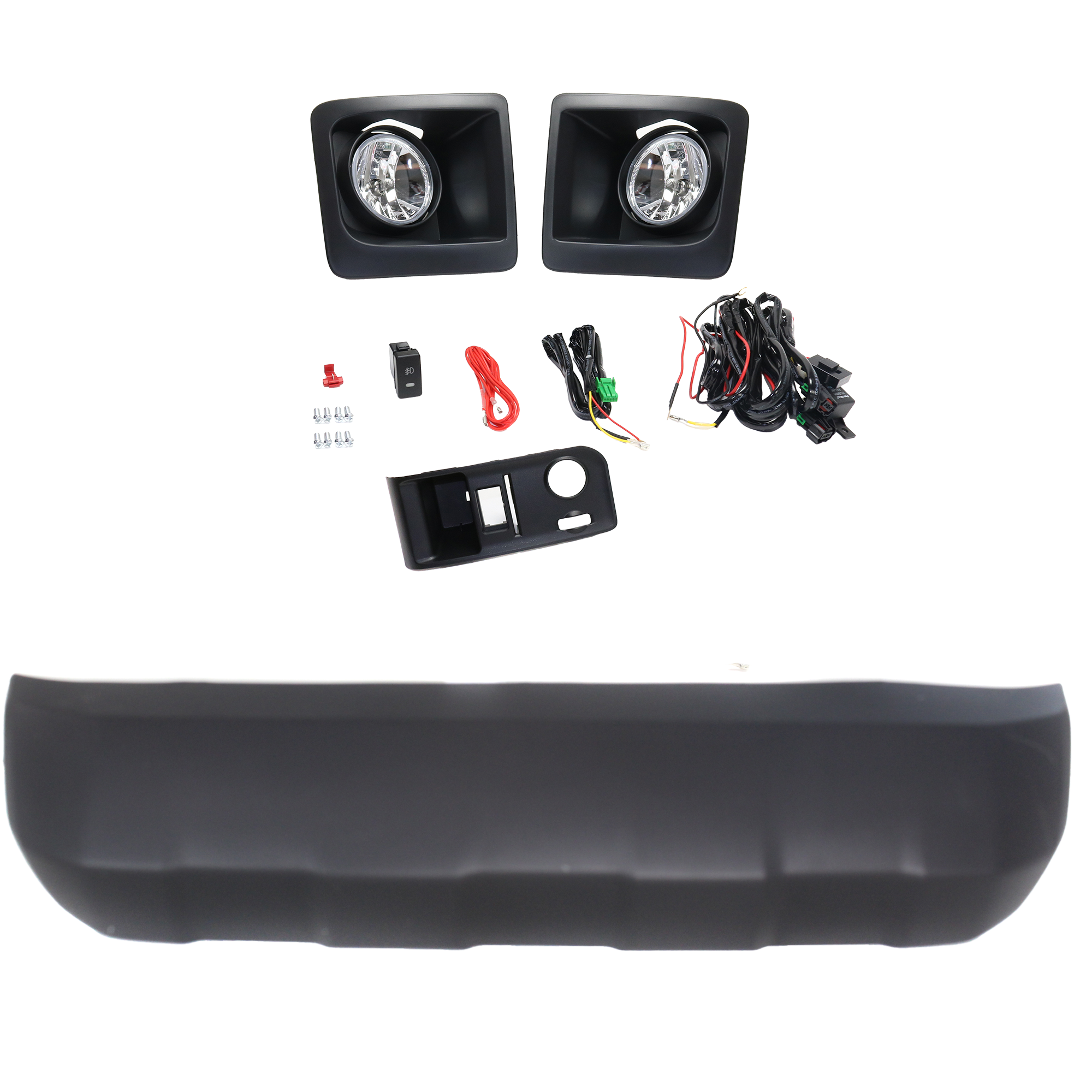 AM TACOMA 16-18 FRONT VALANCE 3 pc kit Plastic Textured with Fog Light SKU KIT 091523-47 OEM 5391104210 Performance