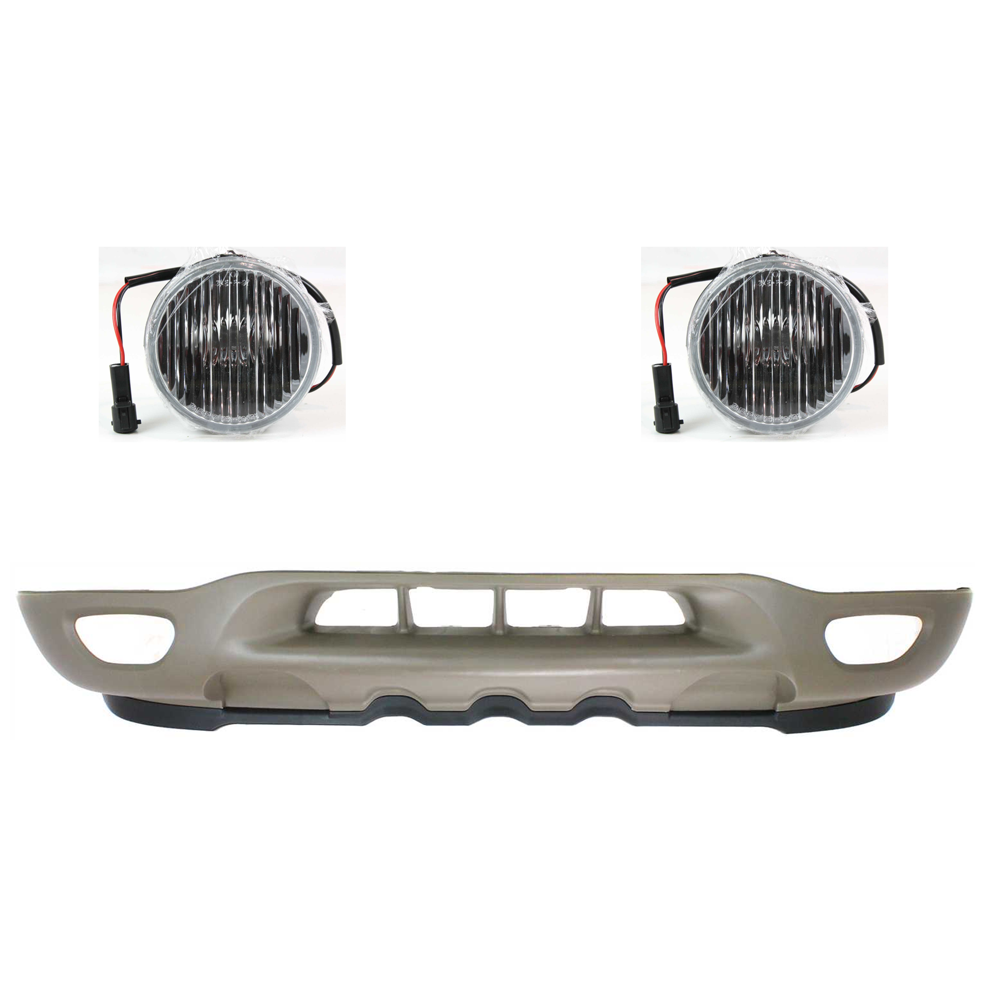 AM F 150-99-00 FOG LAMP RH AND LH Assembly Halogen 3 pc kit w Valance SKU KIT 091523-57 Partslink FO2592110 FO1095182 OEM F67Z15200AA XL3Z17626DAA