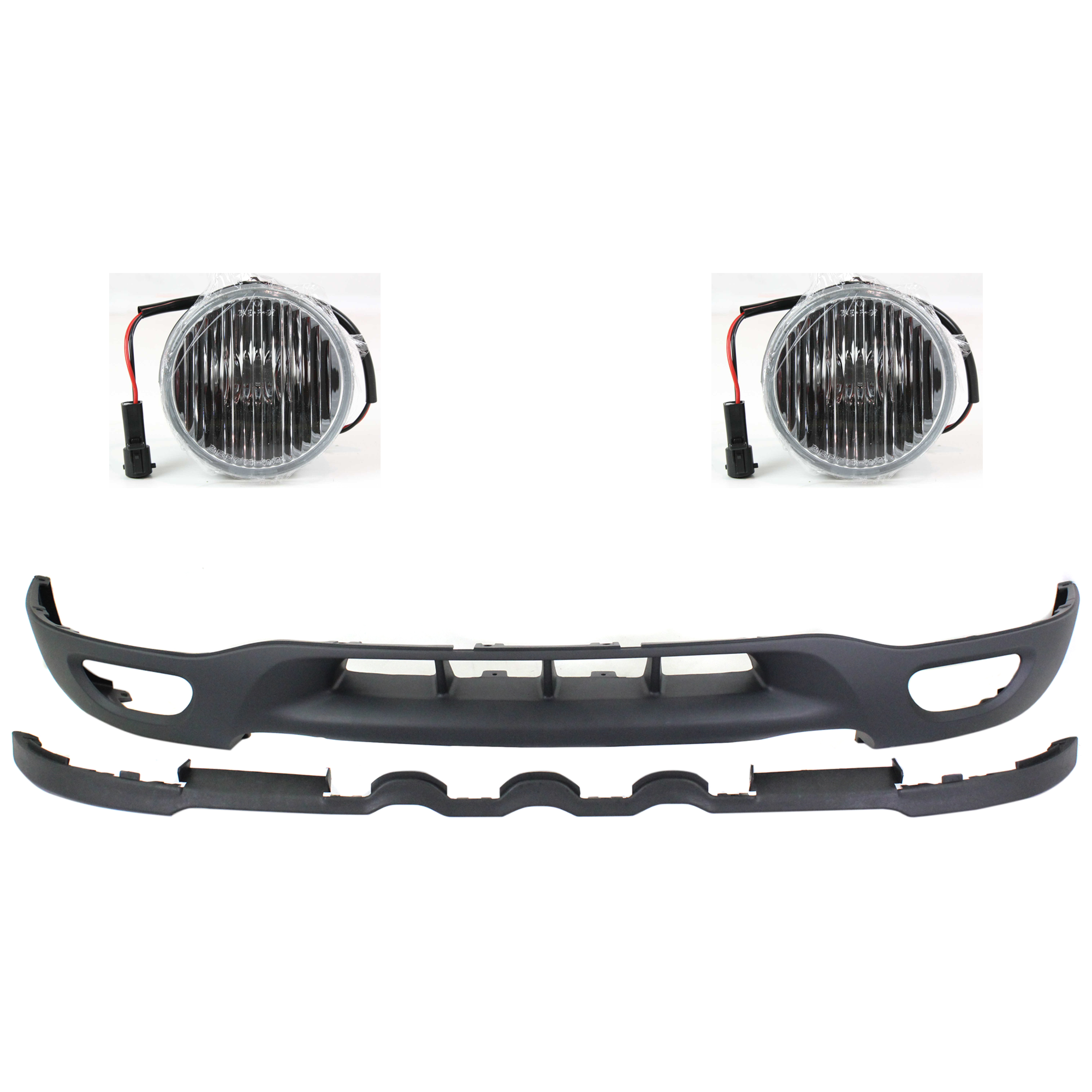 AM F 150-99-00 FRONT VALANCE 3 Pc kit Plastic Textured with Fog Light SKU KIT 091523-58 Partslink FO1095181 FO2592110 OEM XL3Z17626BA F67Z15200AA