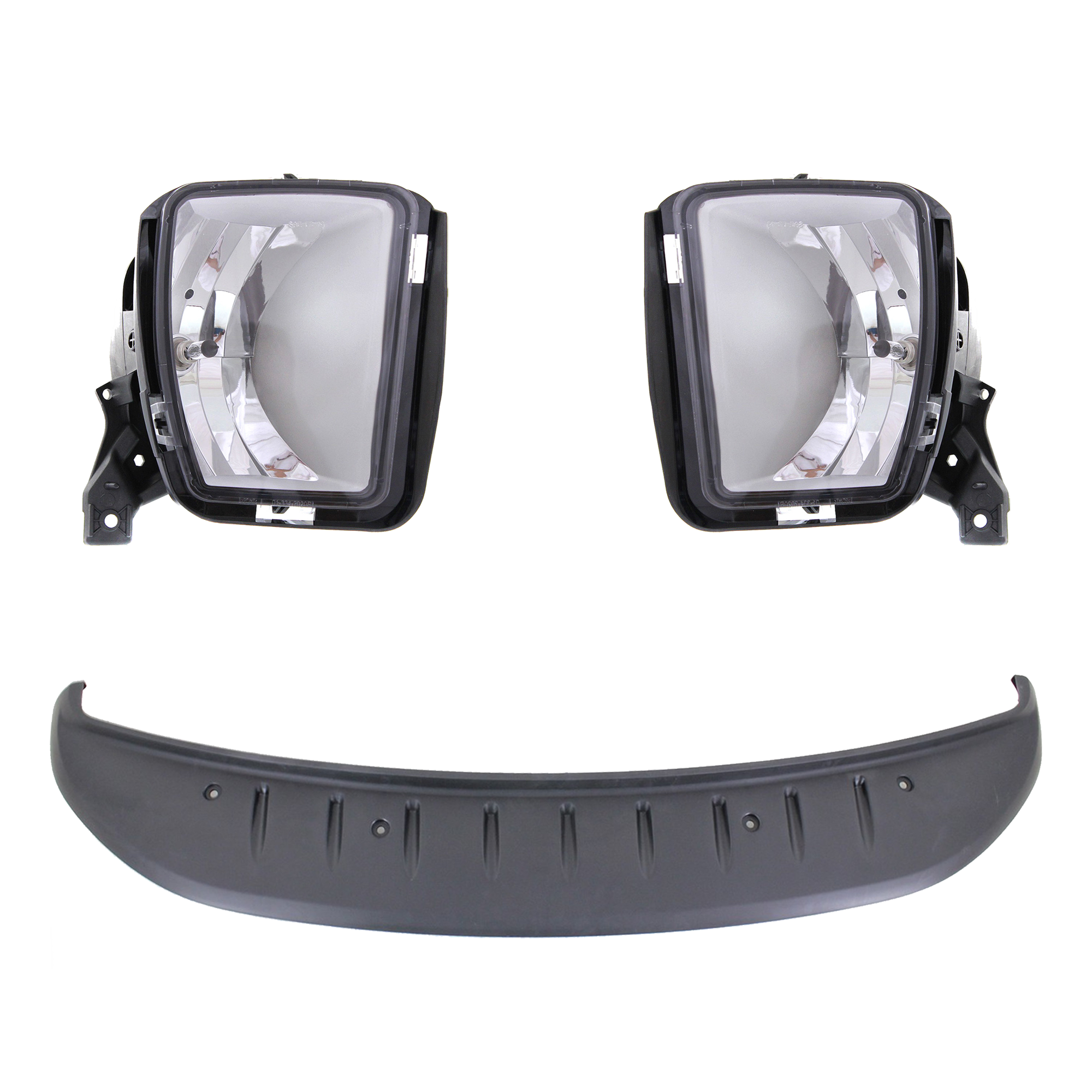 AM RAM 1500-13-18-1500 CLASSIC 19-24 FRONT LOWER VALANCE RH AND LH Air Dam Plastic Textured 3 pc kit w Fog Lights SKU KIT 091523-60 Partslink CH1090146 CH2592147 CH2593147 OEM 68033135AA 68104821AF 68104821