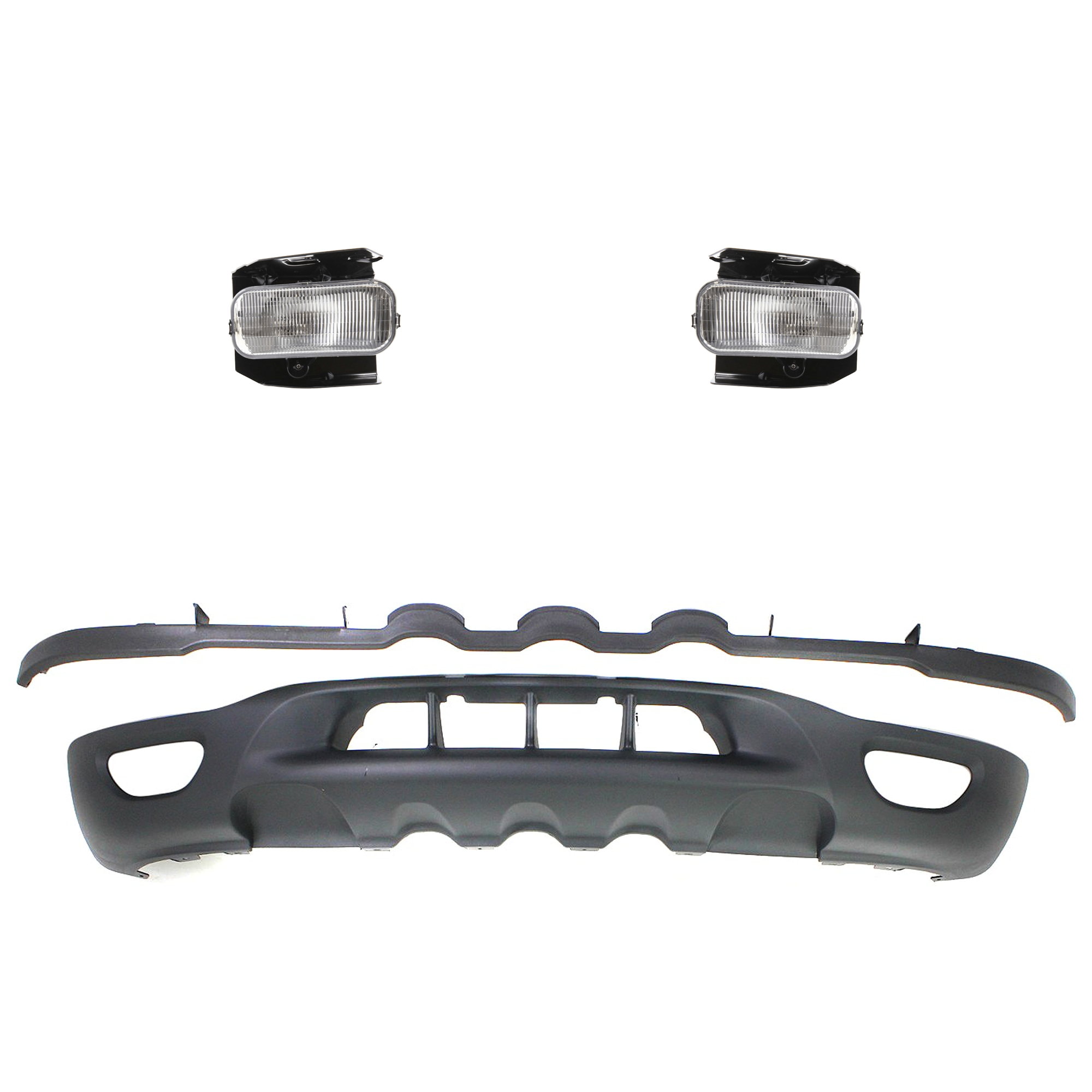 AM EXPEDITION 99-02 F 150-99-03 FRONT LOWER VALANCE RH AND LH 3 Pc kit Plastic Textured with Fog Light SKU KIT 091523-61 Partslink FO1095183 FO2592180 FO2593180 OEM XL3Z17626DA 1L3Z15200AB 1L3Z15