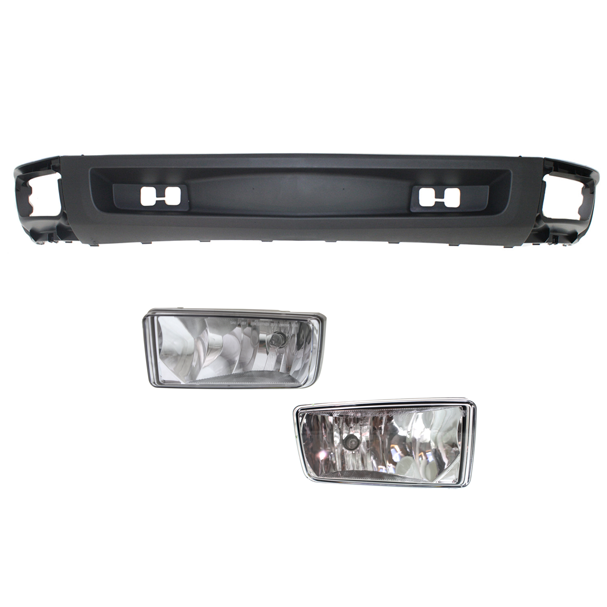 AM SILVERADO 1500-07-13 FRONT LOWER VALANCE RH AND LH 3 Pc kit Plastic Textured with Fog Light CAPA SKU KIT 091523-73 Partslink GM1092192C GM2592160C GM2593160C OEM 15915504-22872762-22872763