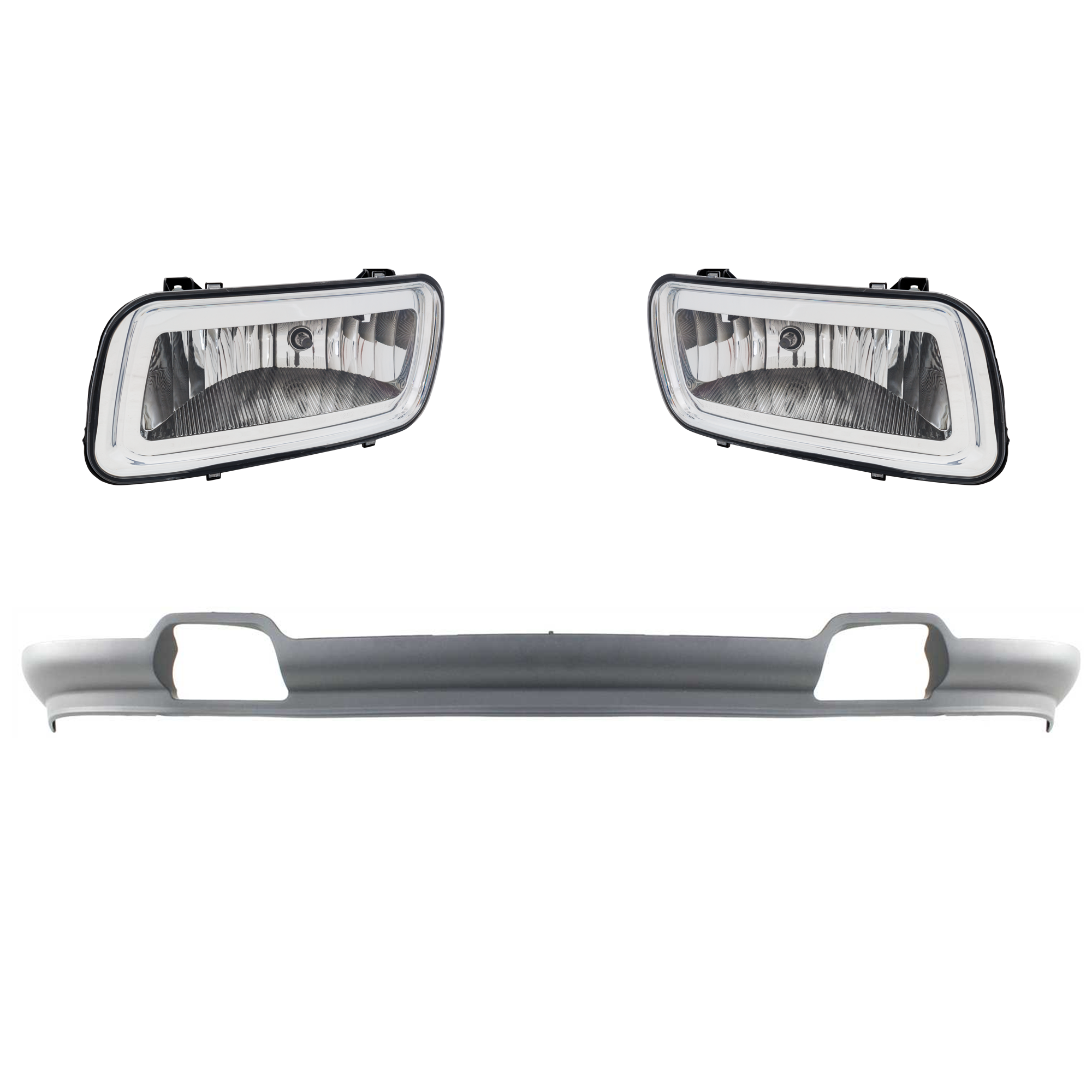 AM F 150-04-05 FOG LAMP RH AND LH 3 Pc kit Assembly Halogen with Valance SKU KIT 091523-88 Partslink FO2592197 FO2593197 FO1095206 OEM 5L3Z15200A 5L3Z15201A 4L3Z1762