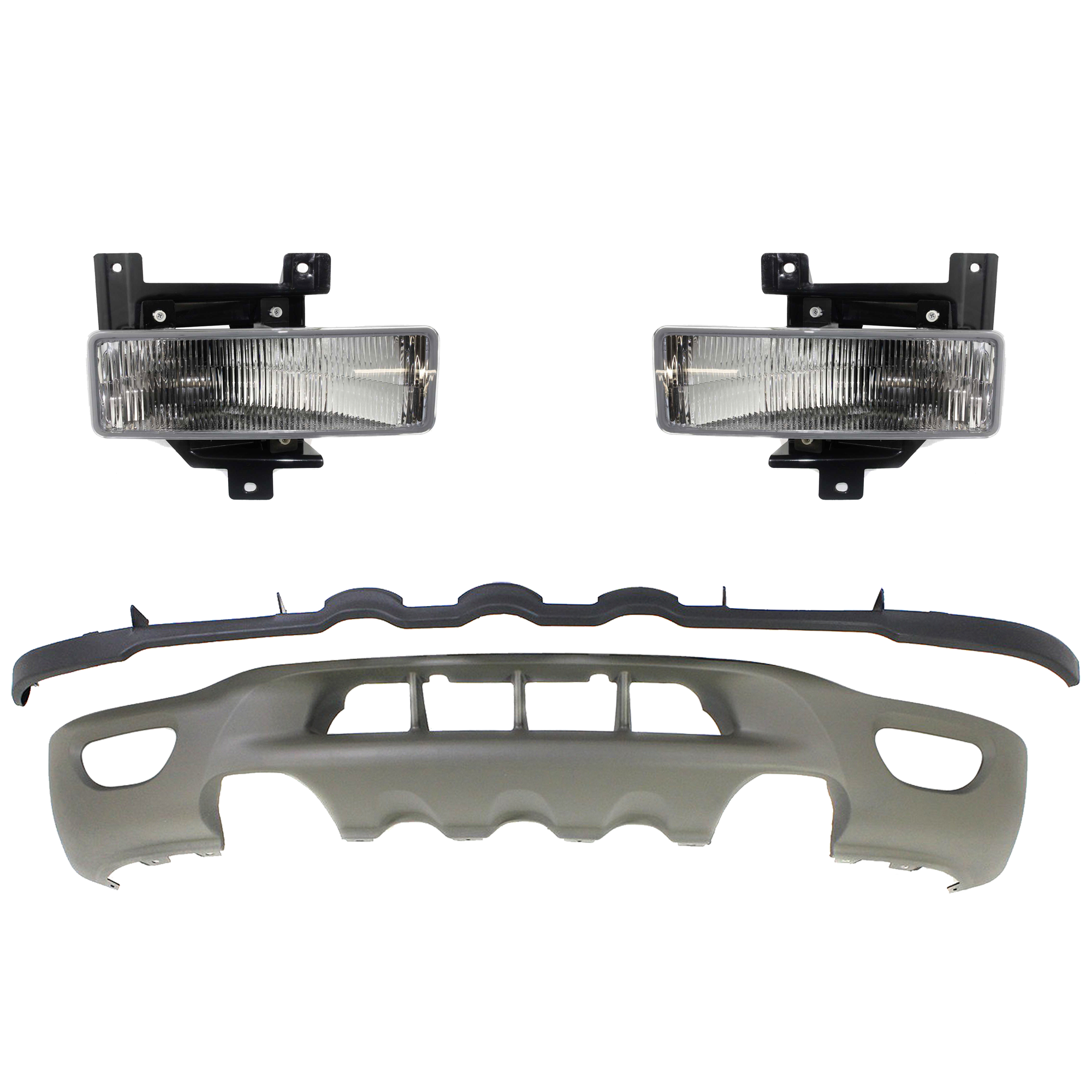 AM F 150-99-01 F 250-99-99 FOG LAMP RH AND LH Assembly Halogen 3 pc kit w Valance SKU KIT 091523-91 Partslink FO2592114 FO2593114 FO1095180 OEM F75Z15A254BB F75Z15A255BB XL3Z
