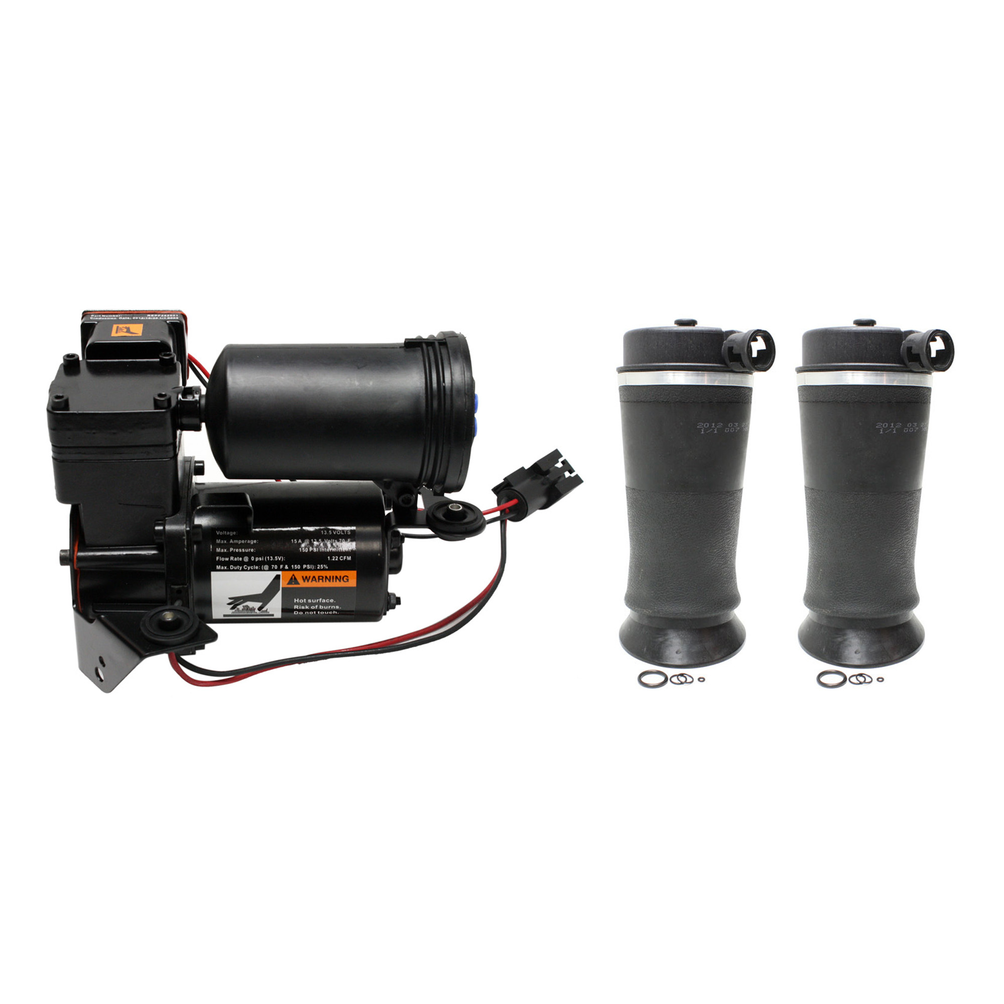 AM EXPEDITION 97-02 AIR SUSPENSION KIT 3 pc Kit Rear RH and LH 4WD w Air Suspension Compressor and Air Spring SKU KIT 091613-06 OEM F75Z5A891BE 1L1Z5319AA 1L1Z531