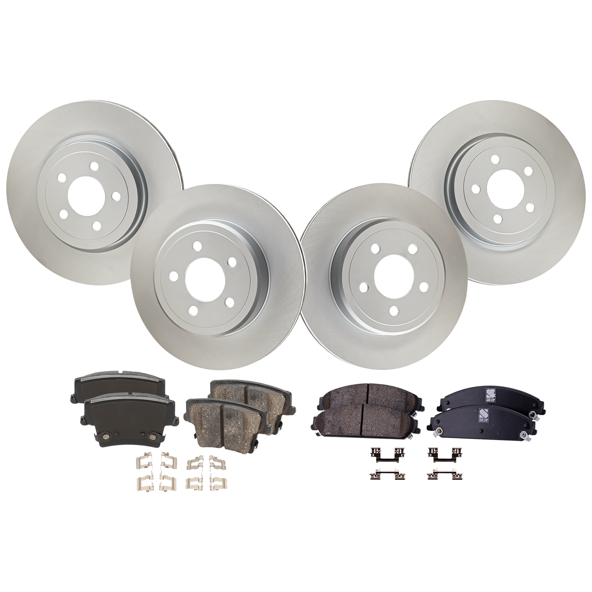 AM CHRYSLER 300-05-16 CHARGER 06-20 FRONT AND REAR BRAKE DISC AND PAD KIT 4 Wheel Set SKU KIT 091625-290 OEM 4779209AG PFM 4779197AD PFM 51