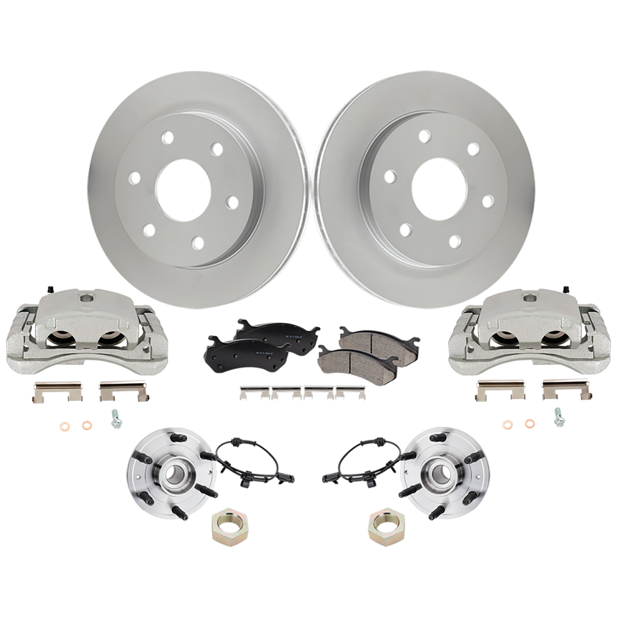 AM SILVERADO SIERRA 1500-99-06 FRONT BRAKE DISC AND PAD KIT 2 Wheel Set with Brake Caliper and Wheel Hub SKU KIT 091625-449 OEM 18060214 PFM 15886462-18026217