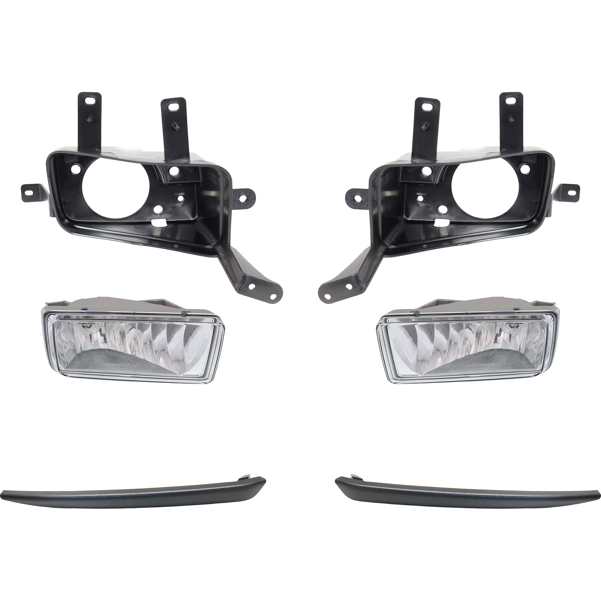 AM SUBURBAN 3500 HD 16-19 SUBURBAN TAHOE 15-20 FRONT FOG LAMP RH AND LH Assembly Halogen 6 pc kit with Bumper Trim and Fog Light Bracket SKU KIT 091823-01 Partslink GM2592311 GM2593311 GM1046105 GM1047105 GM1038189 GM1039189 OEM 23332241-23332242-22936486-229