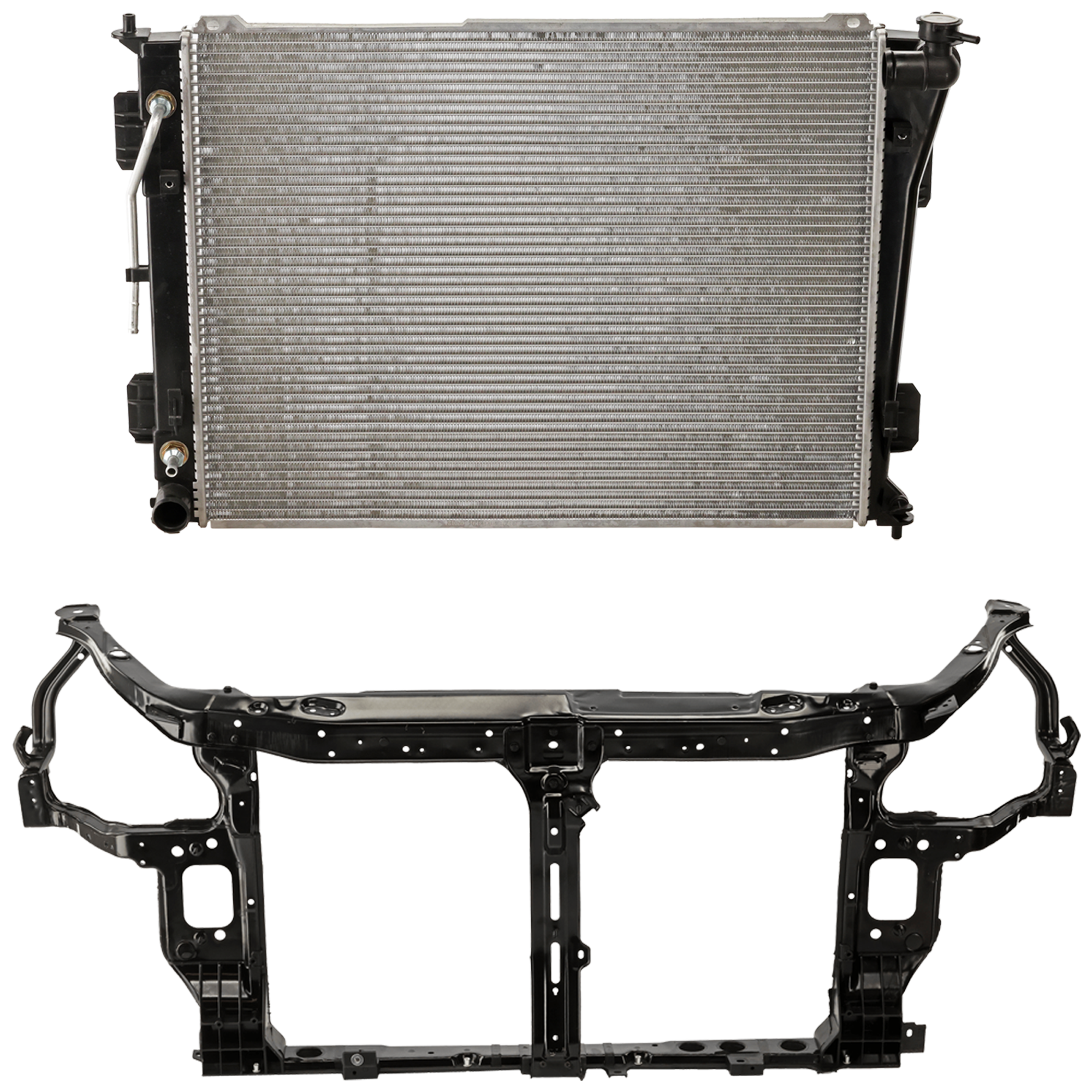 AM SONATA 11-14 RADIATOR SUPPORT 2 pc Kit Assembly Plastic with Steel 2.4L Eng. Gas Exc. Hybrid Models includes Radiator SKU KIT 091825-06 Partslink HY3010171 HY3010183 OEM 253103Q500-253103R700
