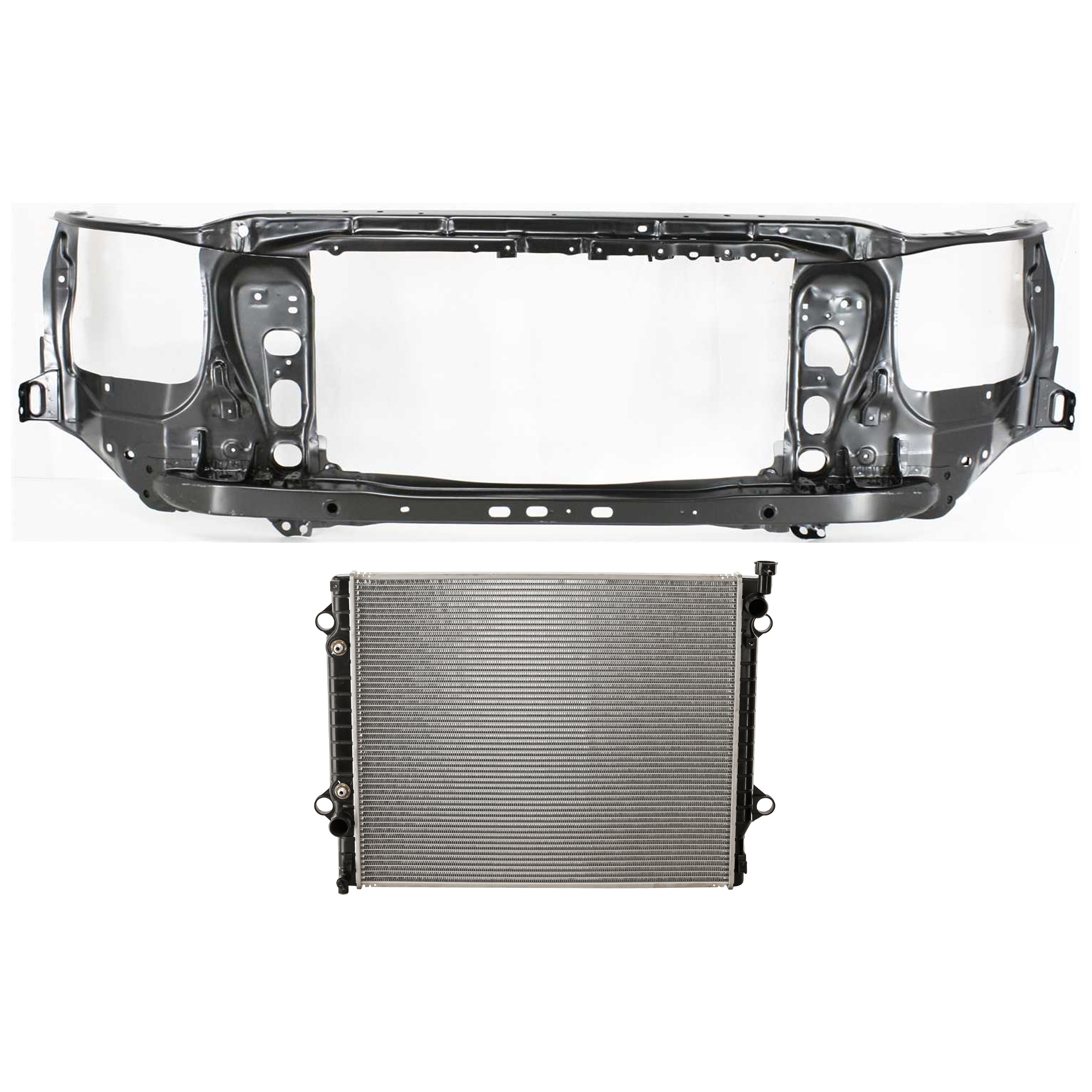 AM TACOMA 05-15 RADIATOR SUPPORT 2 pc Kit Assembly Black Steel 4.0L Eng. includes Radiator SKU KIT 091825-07 Partslink TO3010295 OEM 164100P030