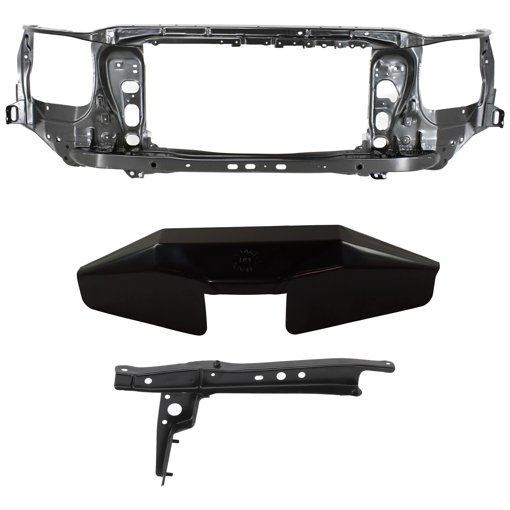 AM TACOMA 05-15 RADIATOR SUPPORT 3 pc Kit Assembly with Radiator Support Center Black Steel includes Hood Latch SKU KIT 091825-09 Partslink TO1234201 OEM 5352604010