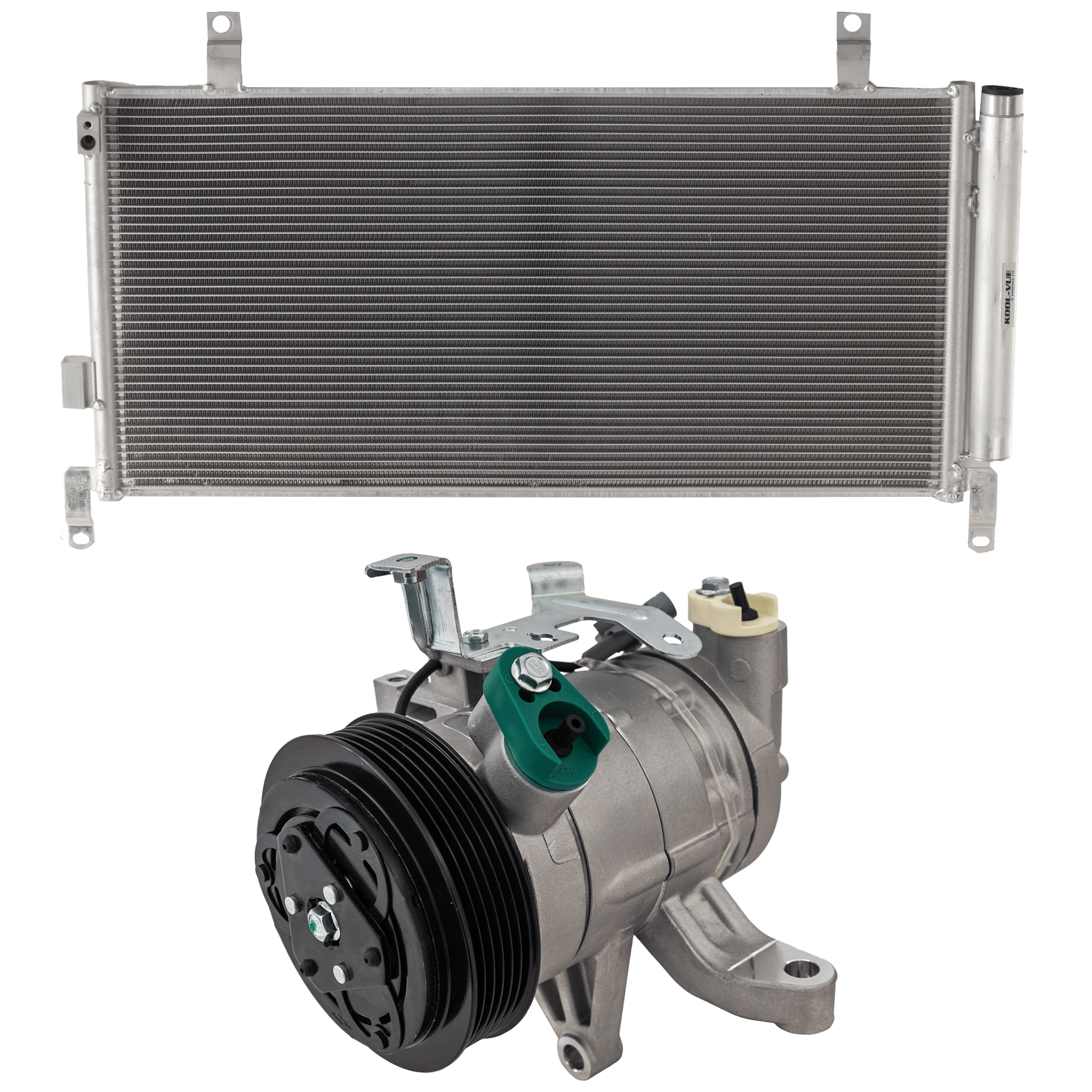 AM FORESTER 14-18 A C COMPRESSOR 2 pc Kit New w Clutch 6 Groove Pulley includes A C Condenser SKU KIT 091825-109 Partslink SU3030135 OEM 73210SG002-73210SG001