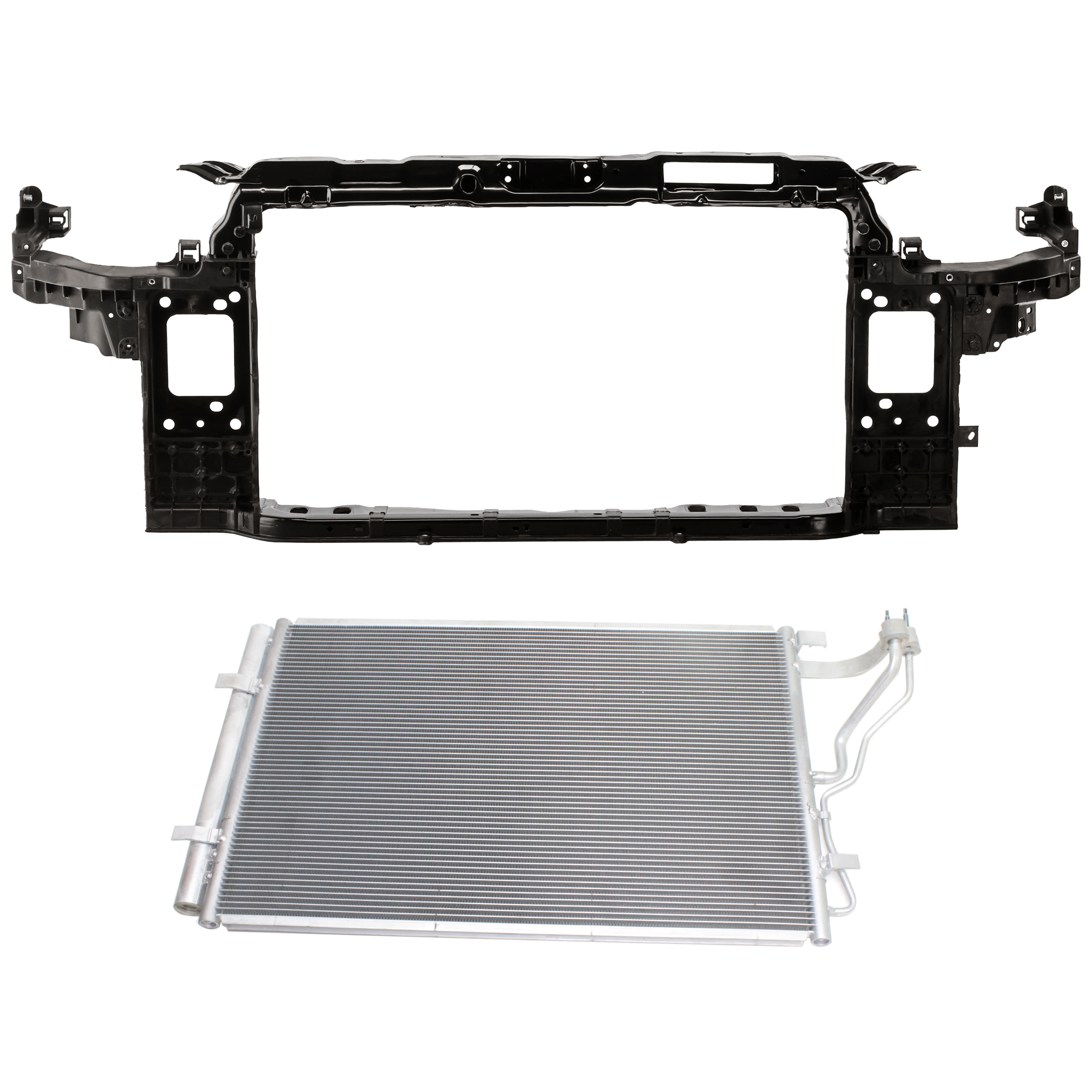 AM ELANTRA 14-16 RADIATOR SUPPORT 2 pc Kit Assembly Korea Built Vehicle includes A C Condenser SKU KIT 091825-111 Partslink HY3030162 OEM 976063X601