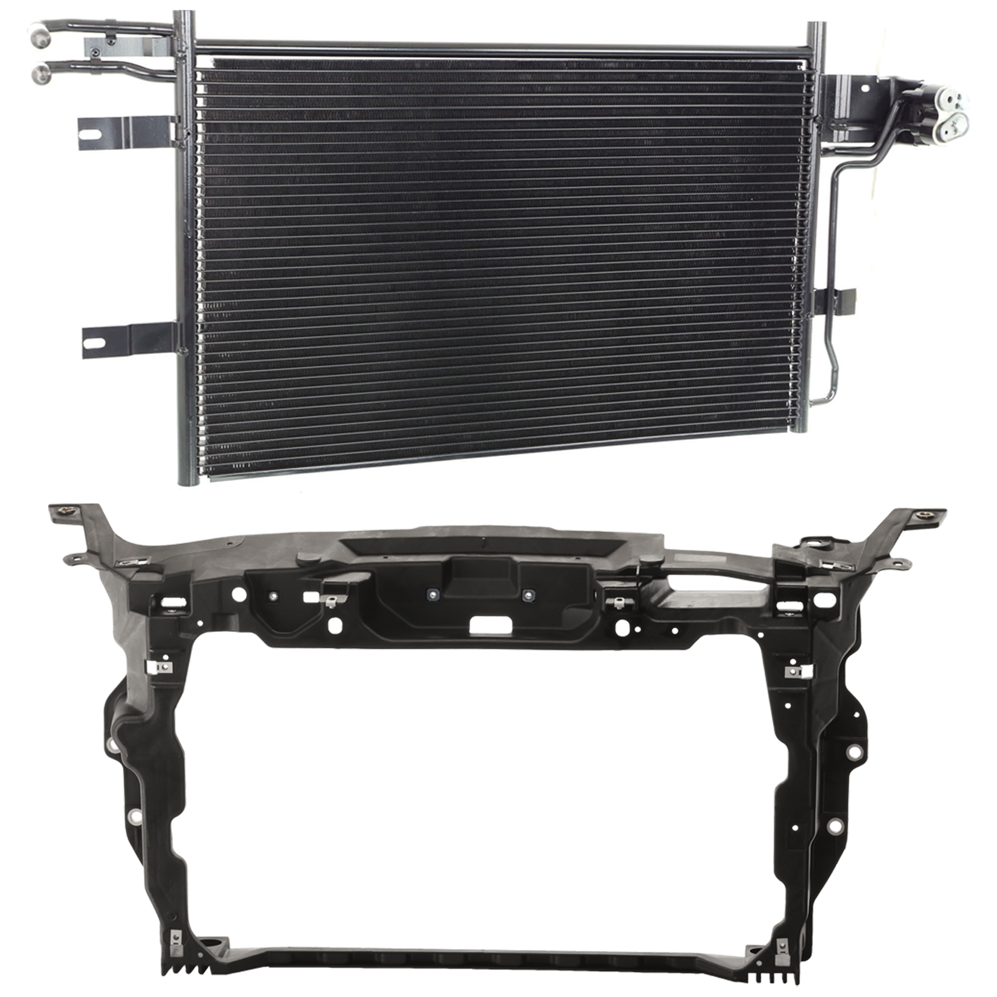 AM TAURUS 10-12 RADIATOR SUPPORT 2 pc Kit Assembly w o Turbo includes A C Condenser SKU KIT 091825-114 Partslink FO3030216 OEM BG1Z19712A