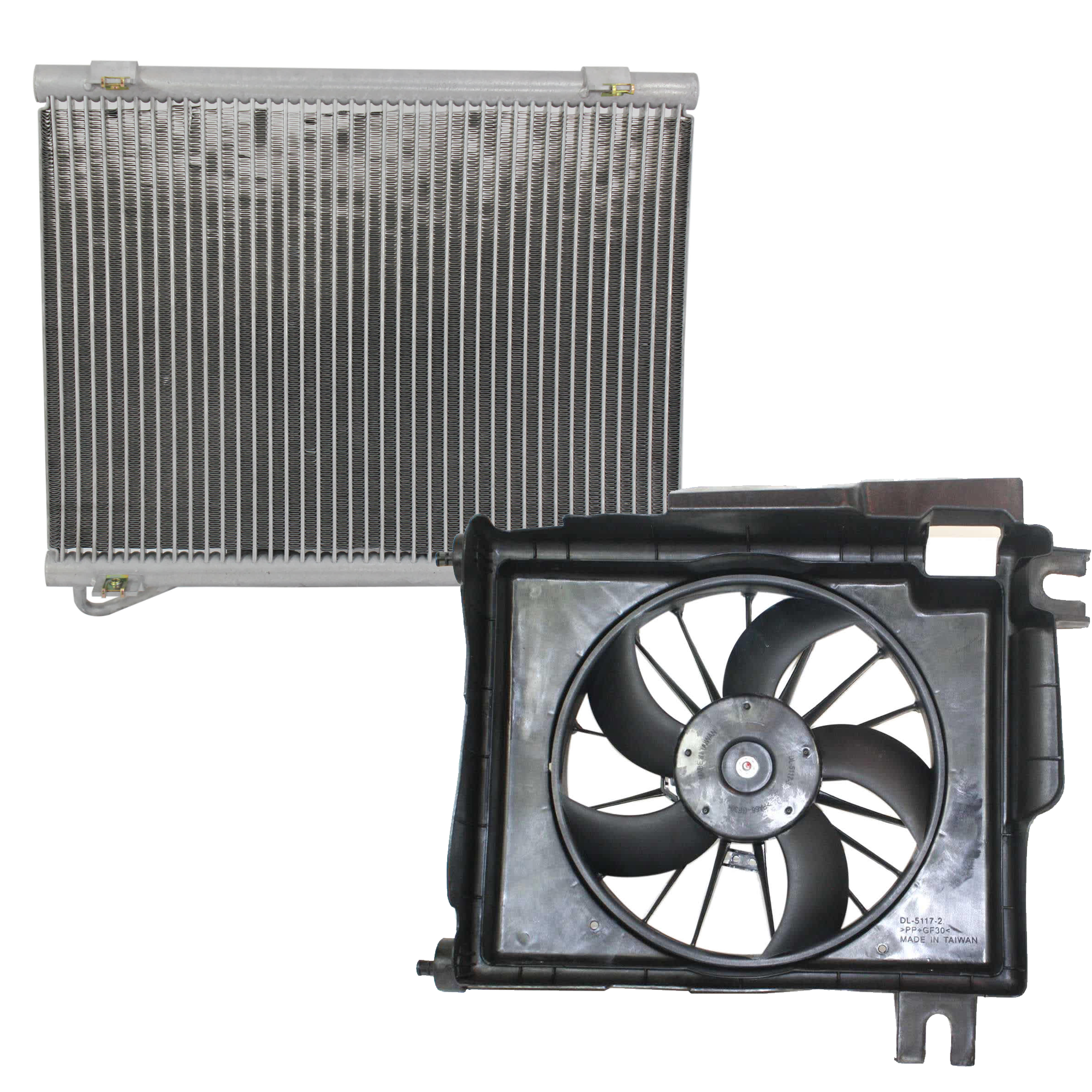 AM RAM FULL SIZE PICKUP 02-08 A C CONDENSER 2 pc Kit includes A C Condenser Fan SKU KIT 091825-121 Partslink CH3113103 OEM 68004163AA