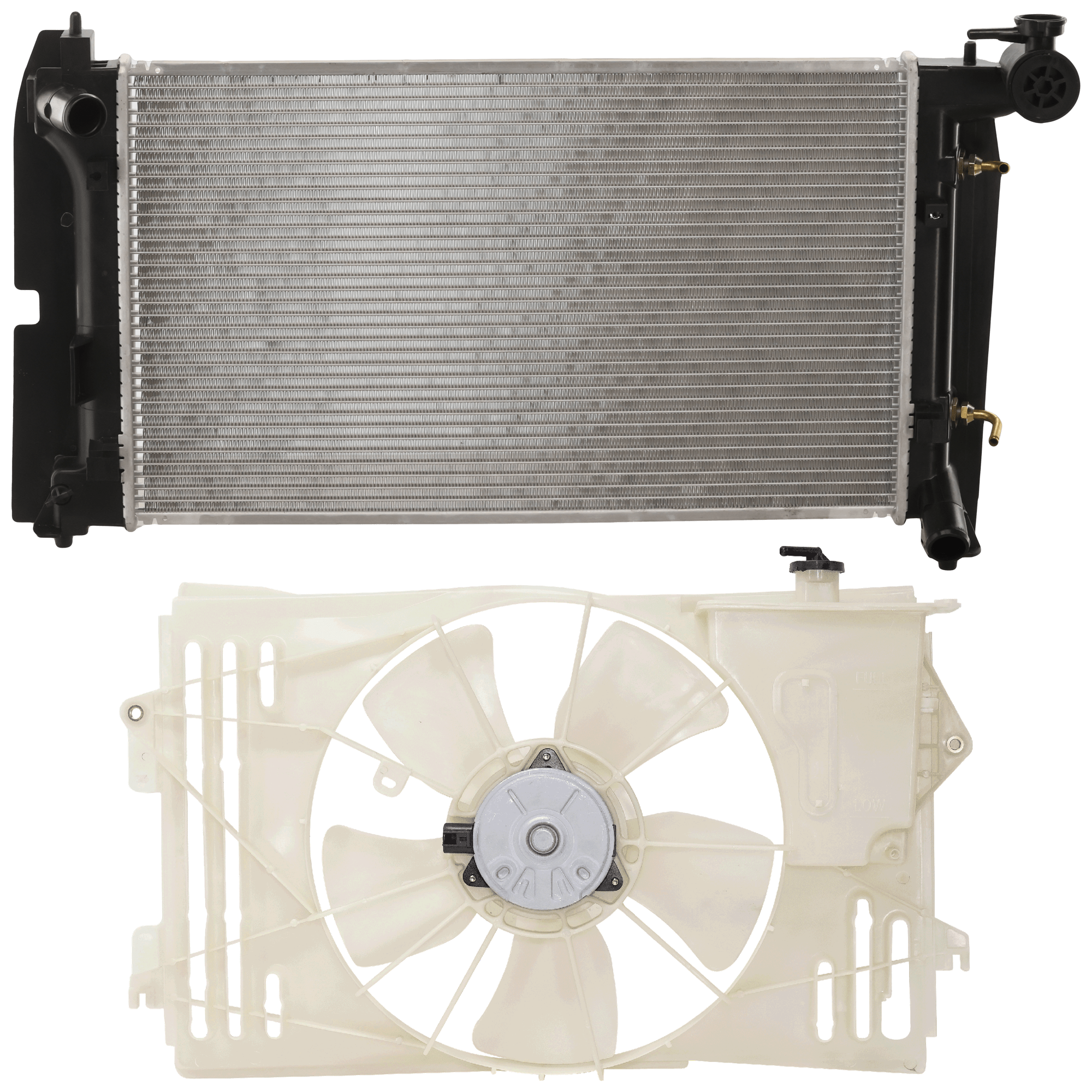 AM COROLLA MATRIX 03-08 RADIATOR 2 pc Kit includes Radiator Fan SKU KIT 091825-122 Partslink TO3115125 OEM 167110D072