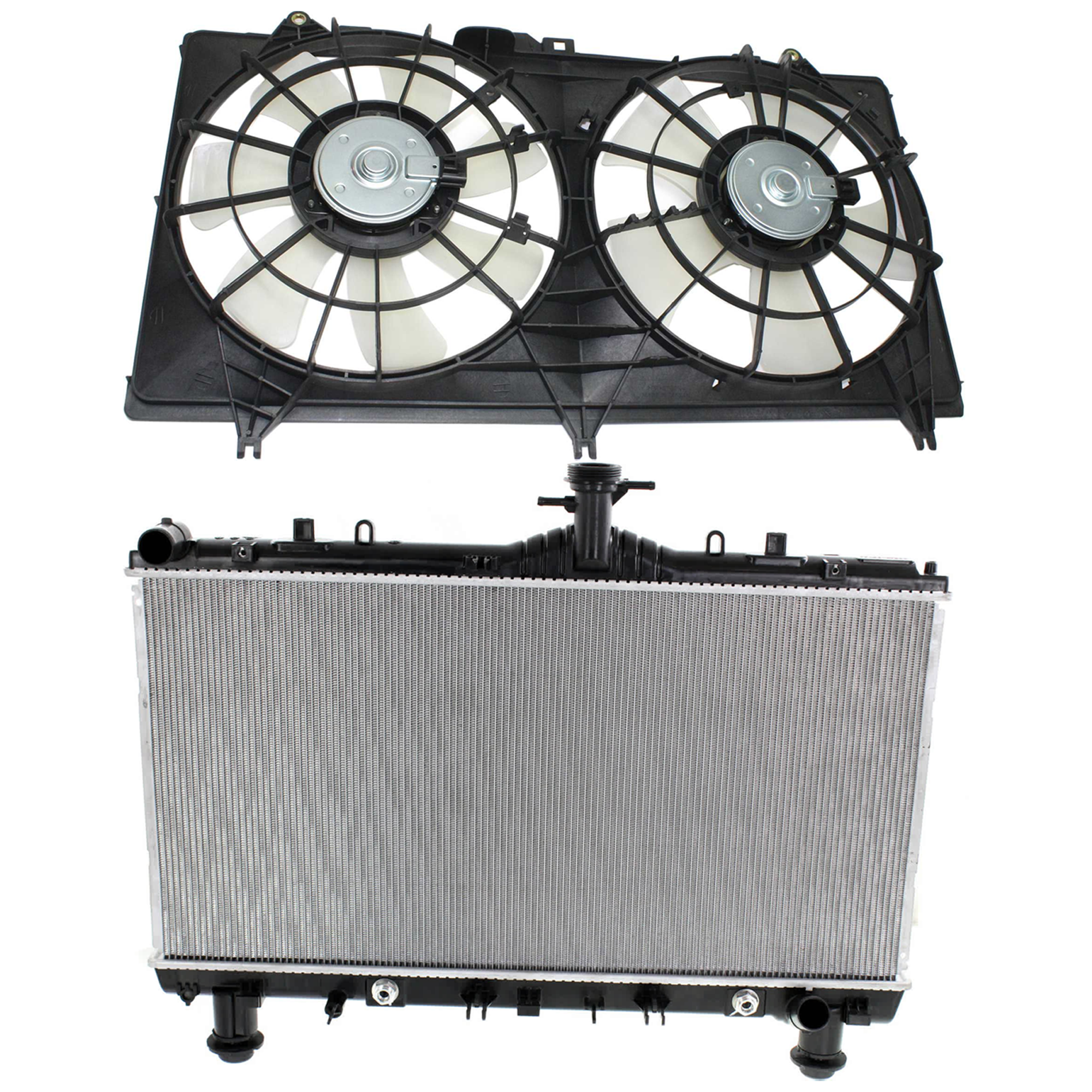 AM CAMARO 12-15 RADIATOR 2 pc Kit 3.6L Eng. includes Radiator Fan SKU KIT 091825-123 Partslink GM3115265 OEM 22762592 PFM 21999769-21999768