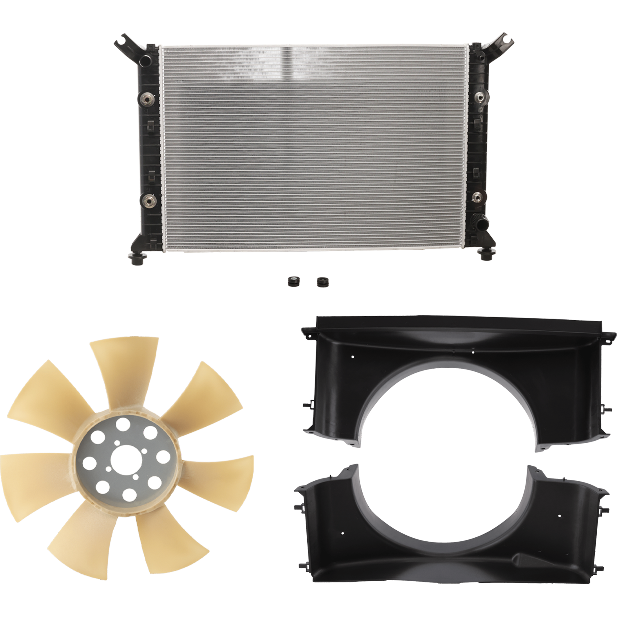AM SILVERADO SIERRA 2500 HD 3500 HD 11-19 RADIATOR 4 pc Kit 6.0L Eng. includes Radiator Fan Blade and Upper and Lower Fan Shroud SKU KIT 091825-132 Partslink GM3112124 GM3110164 GM3110163 OEM 25919018-22739141-23375455