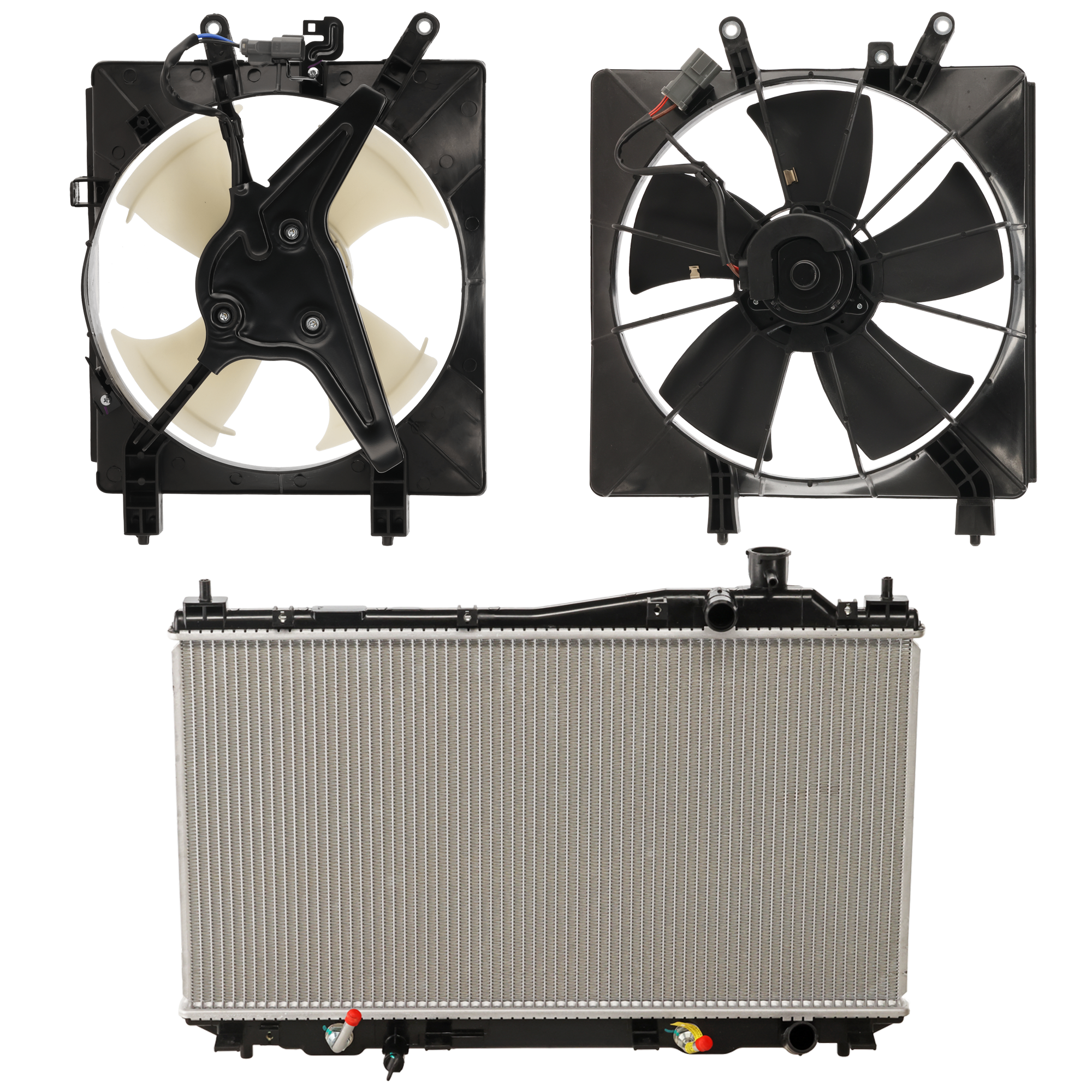 AM CIVIC 01-05 RADIATOR 3 pc Kit 1.7L Eng. Denso Type Coupe Sedan Automatic Transmission includes A C Condenser Fan and Radiator Fan SKU KIT 091825-133 Partslink HO3115115 HO3113114 OEM 19000PLF513-38616PMMA01