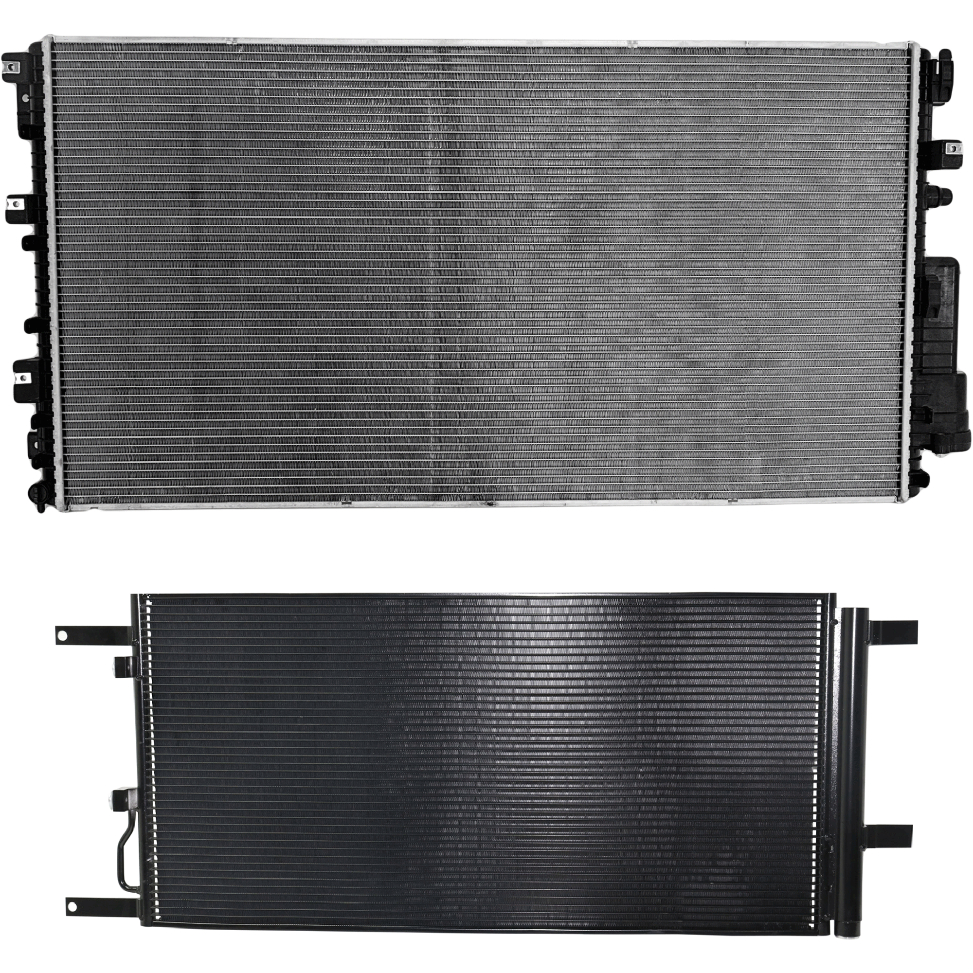 AM F SERIES SUPER DUTY 17-22 RADIATOR 2 pc Kit Auxiliary 6.7L Eng. Diesel includes A C Condenser SKU KIT 091825-138 Partslink FO3030267 OEM HC3Z19712D