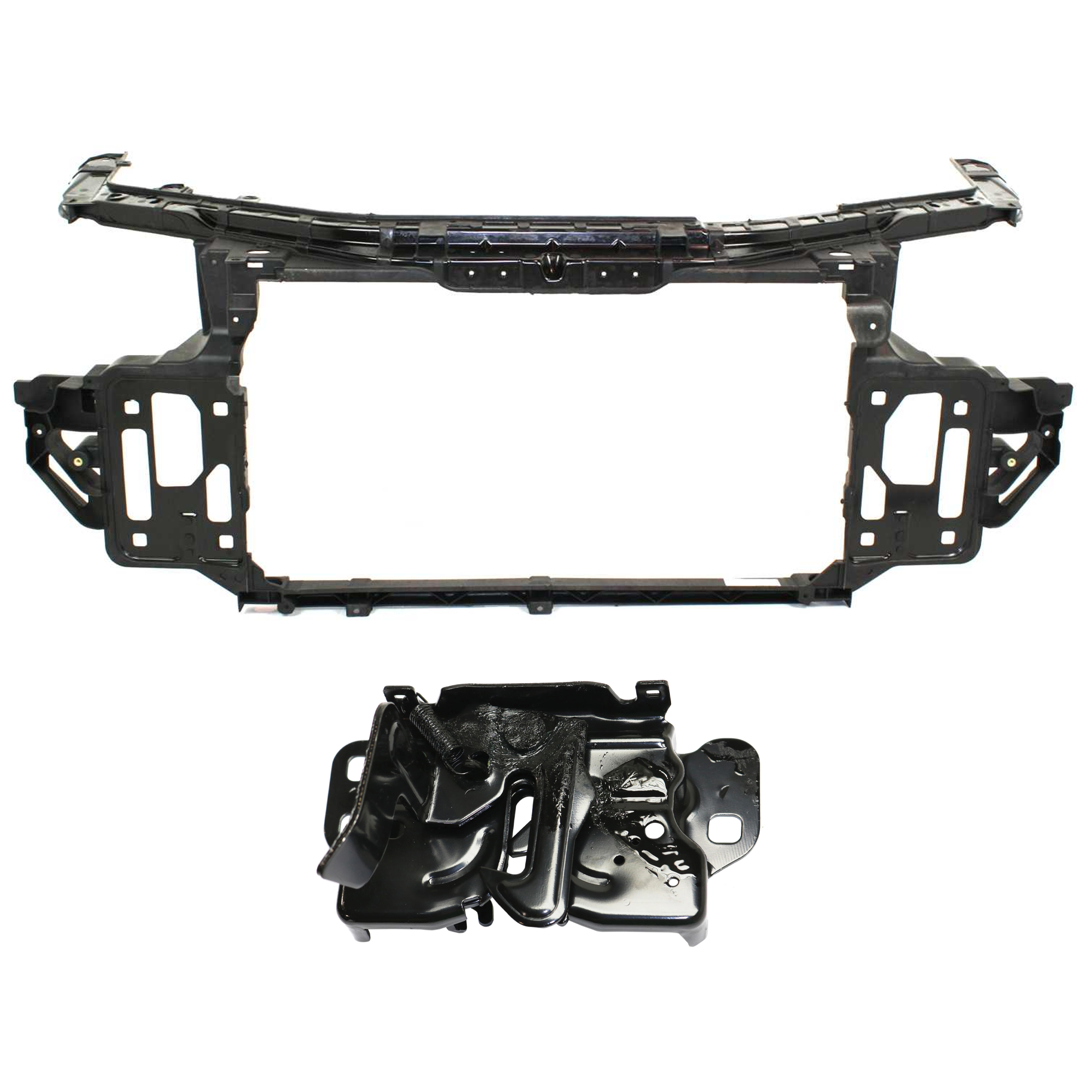 AM AVENGER 08-14 RADIATOR SUPPORT 2 pc Kit Assembly Plastic w Steel includes Hood Latch SKU KIT 091825-151 Partslink CH1234105 OEM 4589827AA