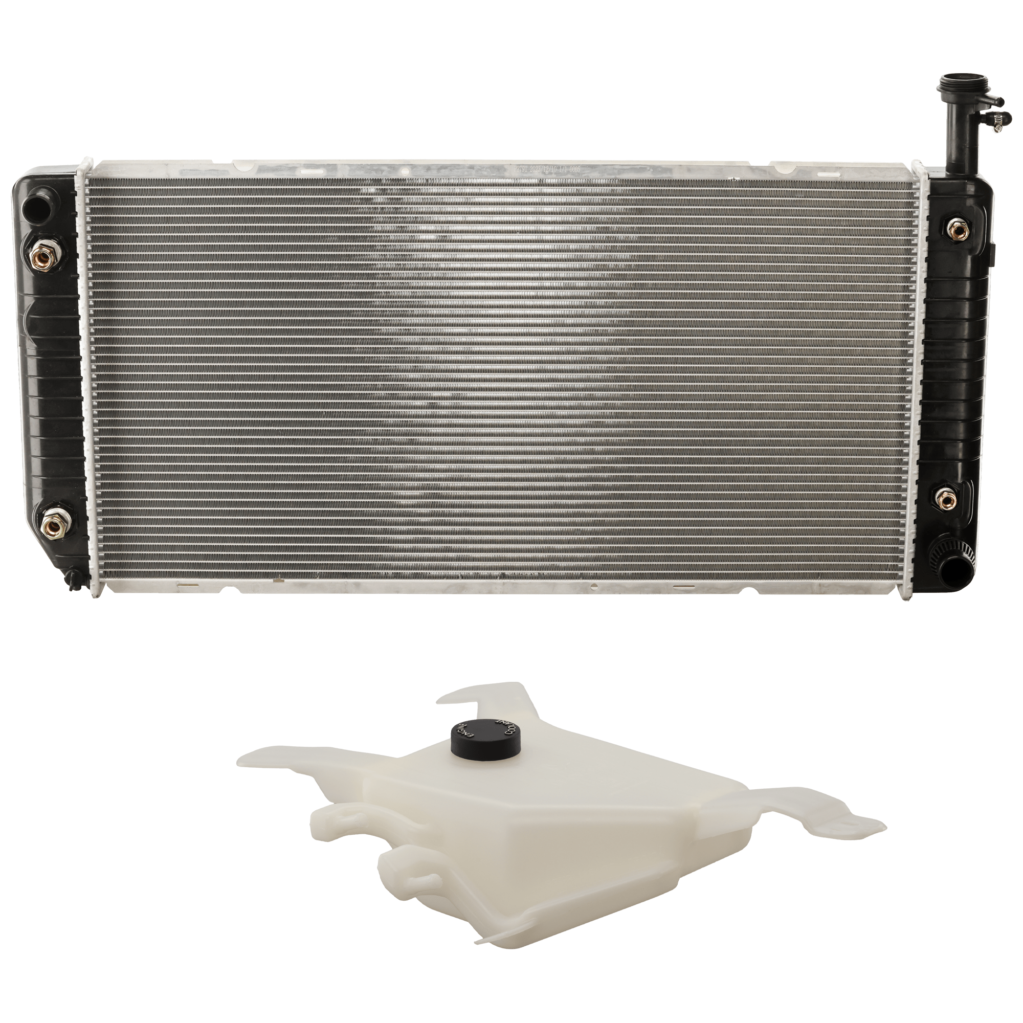 AM EXPRESS SAVANA VAN 04-17 RADIATOR 2 pc Kit 4.8L 6.0L Eng. includes Coolant Reservoir SKU KIT 091825-158 Partslink GM3014170 OEM 25865663 PFM