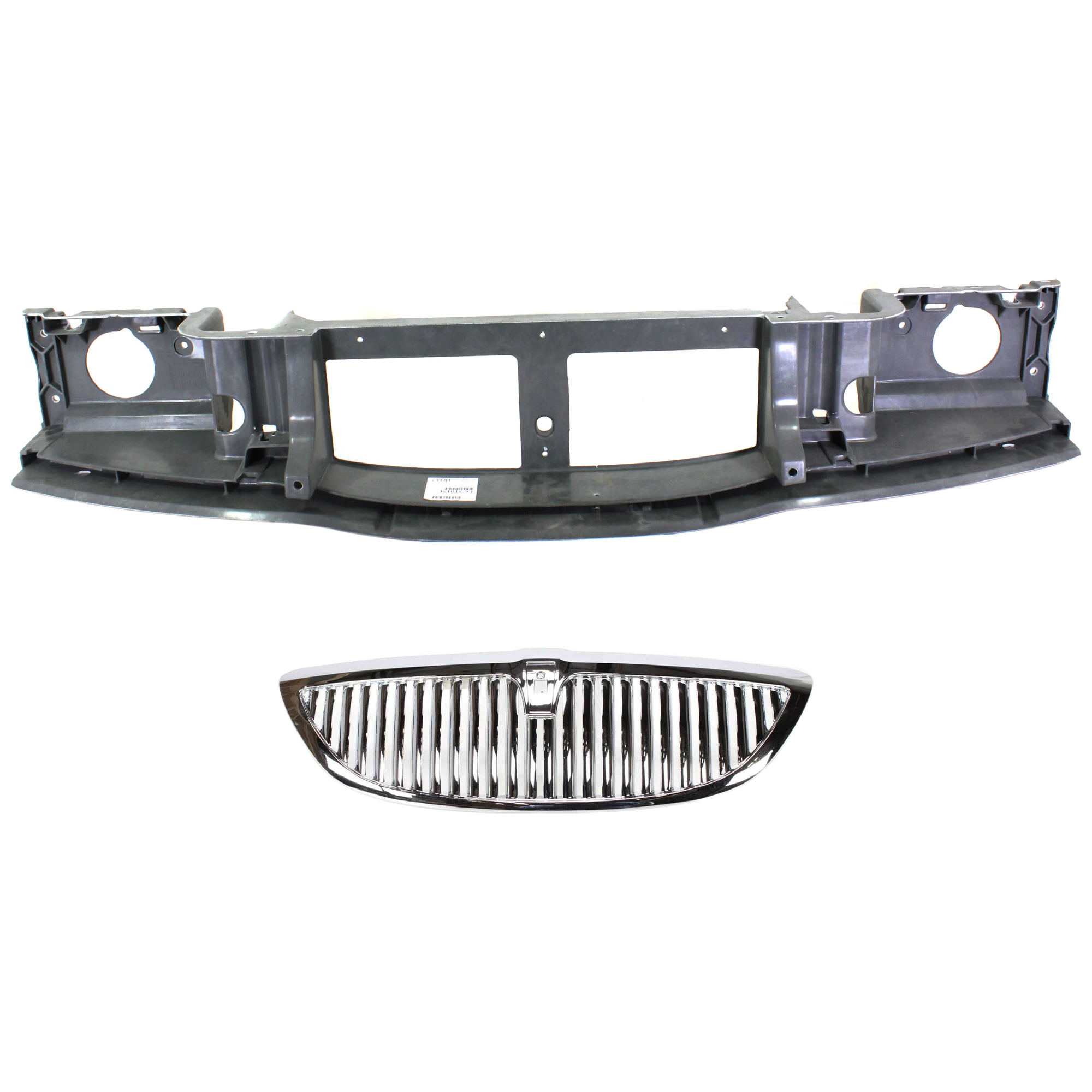 AM TOWN CAR 03-11 HEADER PANEL 2 pc Kit Front Panel Reinforcement Thermoplastic includes Grille SKU KIT 091825-163 Partslink FO1200403 OEM 6W1Z8200AA
