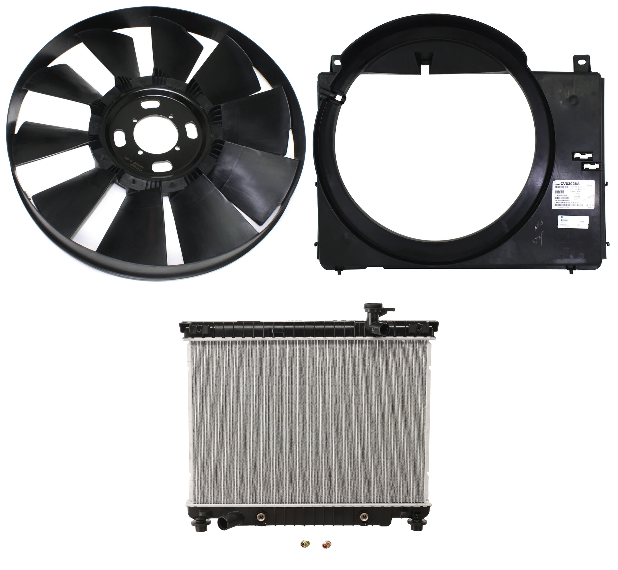 AM ENVOY TRAILBLAZER 02-09 RADIATOR 3 pc Kit 4.2L Eng. includes Radiator Fan Blade and Fan Shroud SKU KIT 091825-168 Partslink GM3112117 GM3110151 OEM 15229250-15170459