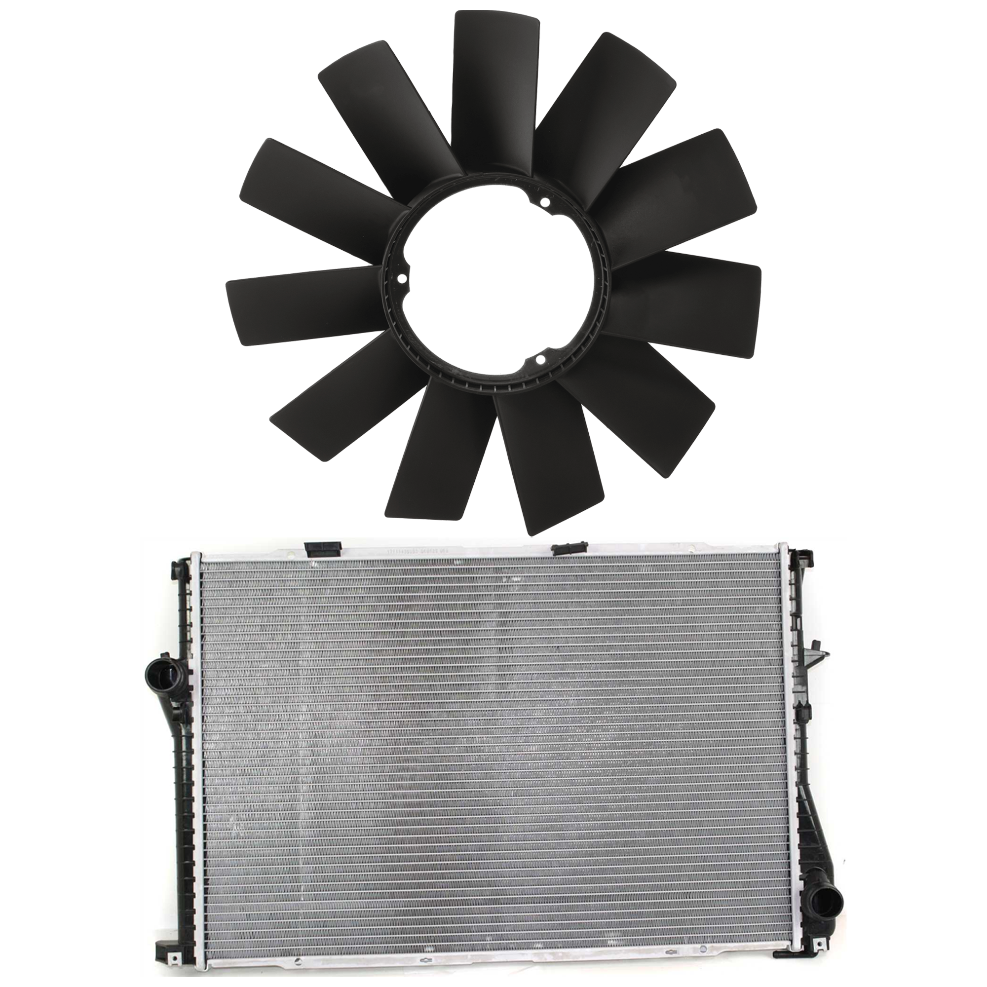 AM 540I 99-03 RADIATOR 2 pc Kit includes Radiator Fan Blade SKU KIT 091825-178 Partslink BM3112100 OEM 11521712058