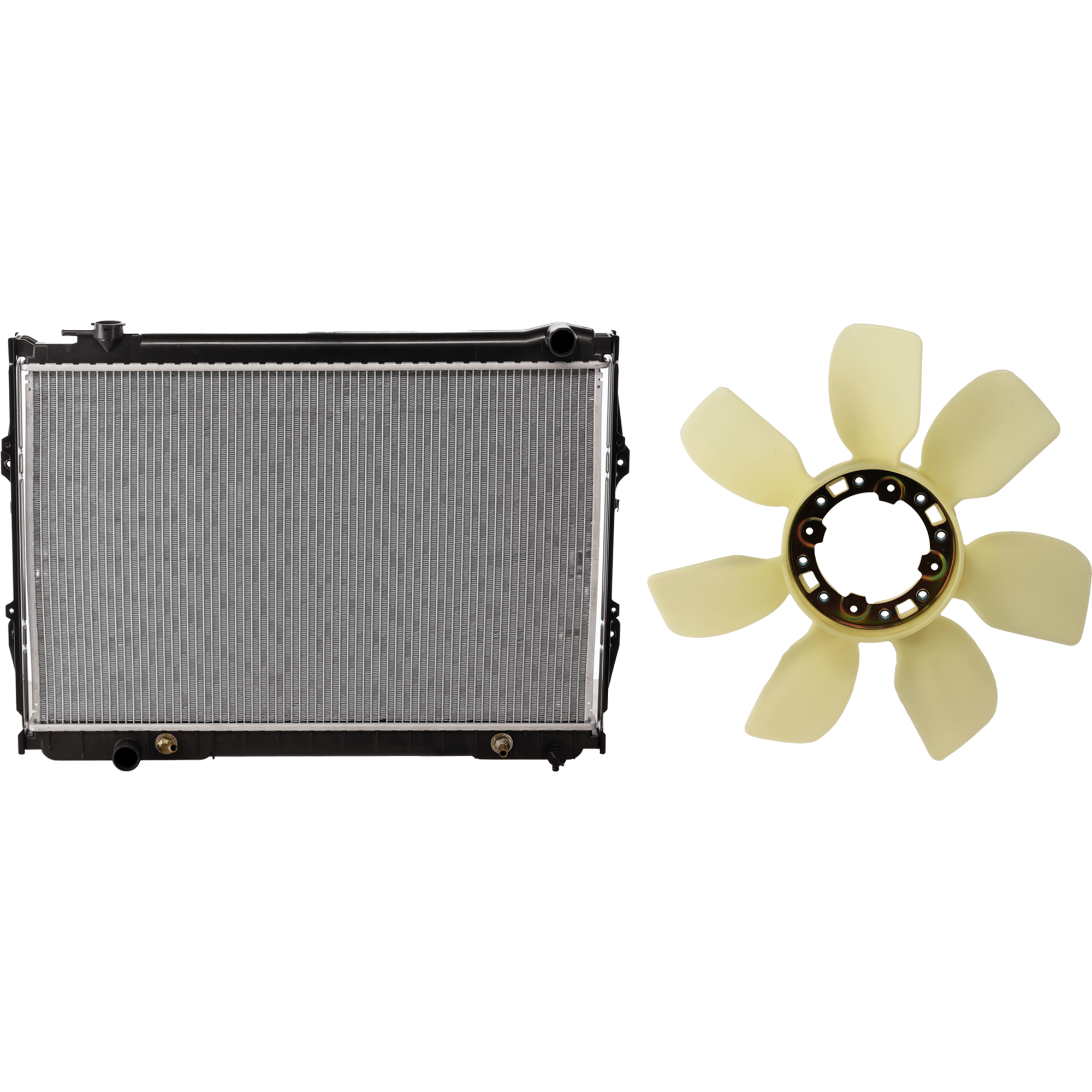 AM T100-95-98 RADIATOR 2 pc Kit 3.4L Eng. includes Radiator Fan Blade SKU KIT 091825-184 Partslink TO3112103 OEM 1636162010