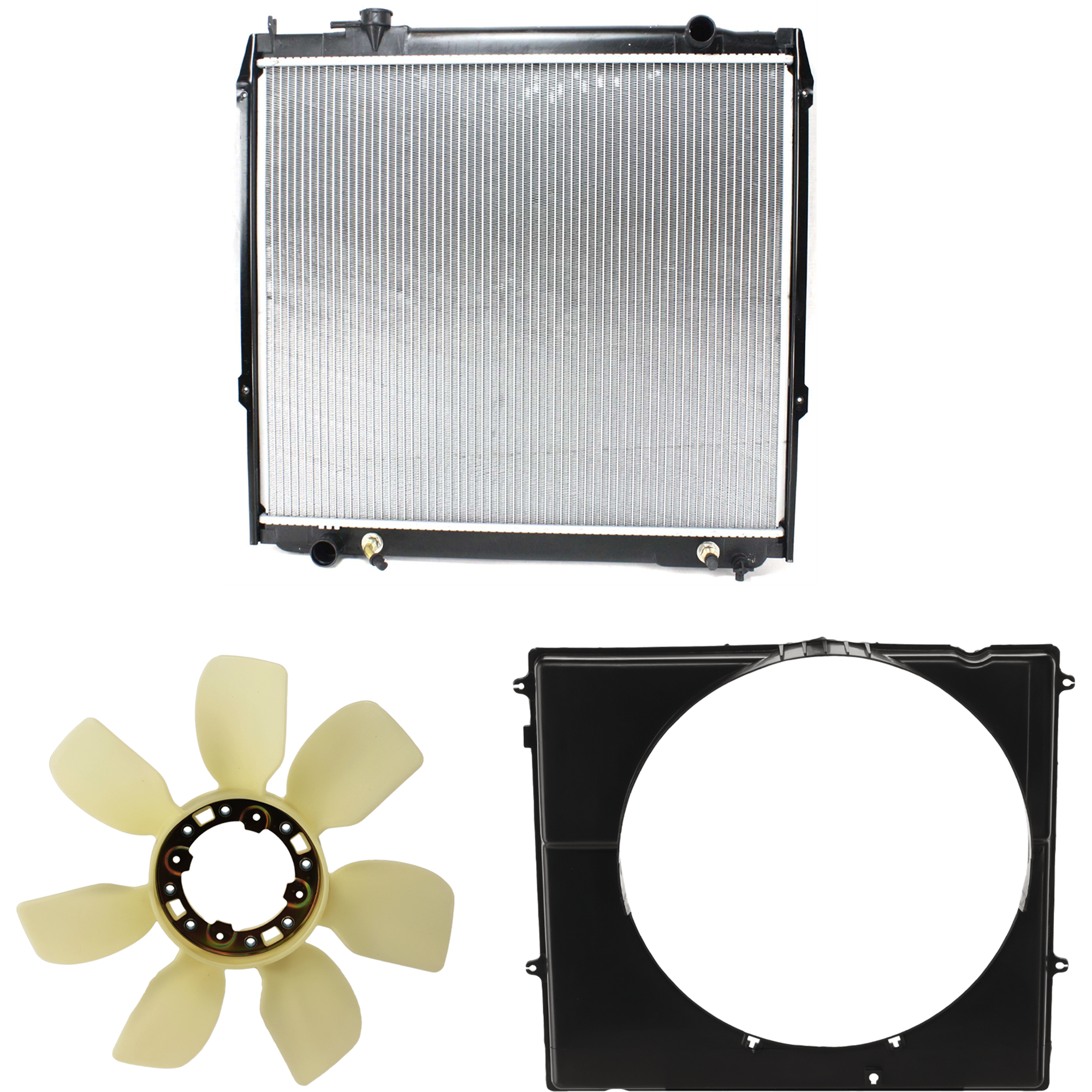 AM 4RUNNER 96-02 TACOMA 95-04 RADIATOR 3 pc Kit 3.4L Eng. includes Radiator Fan Blade and Fan Shroud SKU KIT 091825-186 Partslink TO3112103 TO3110102 OEM 1636162010-1671107030