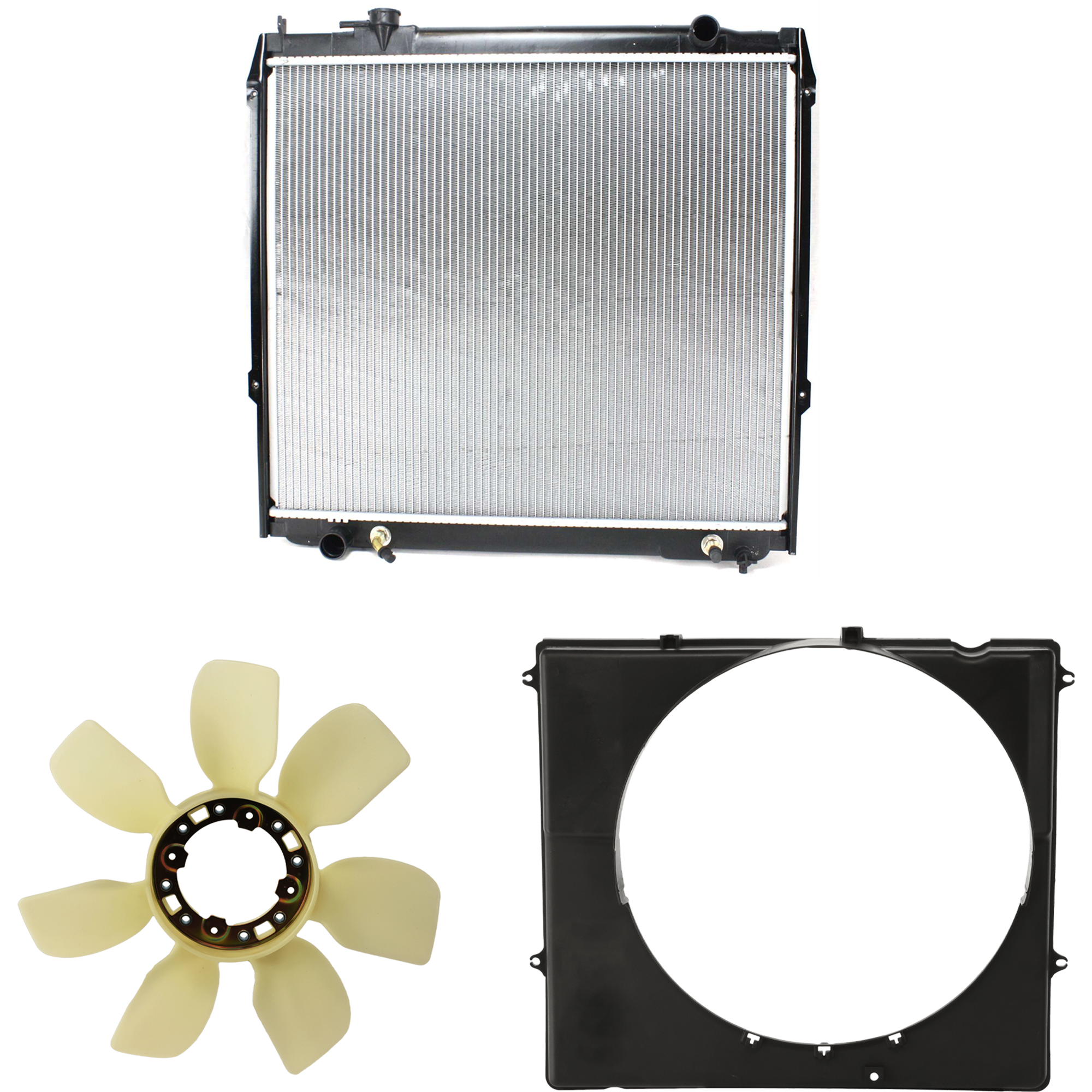 AM 4RUNNER 96-02 TACOMA 95-04 RADIATOR 3 pc Kit 3.4L Eng. Extended Cab Pickup Standard Cab Pickup includes Radiator Fan Blade and Fan Shroud SKU KIT 091825-187 Partslink TO3112103 TO3110114 OEM 1636162010-1671162040