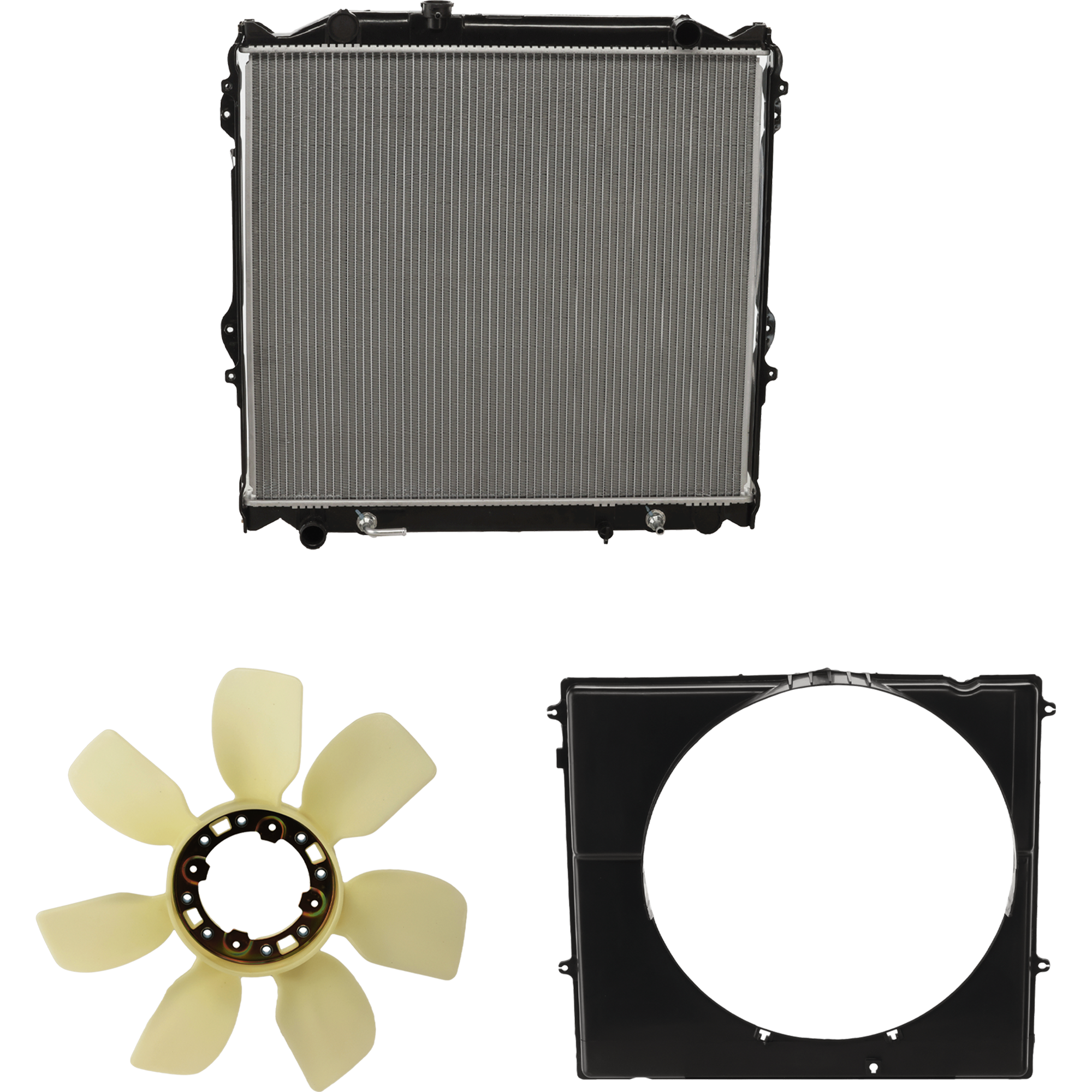 AM 4RUNNER 96-02 TACOMA 95-04 RADIATOR 3 pc Kit 3.4L Eng. includes Radiator Fan Blade and Fan Shroud SKU KIT 091825-188 Partslink TO3112103 TO3110102 OEM 1636162010-1671107030