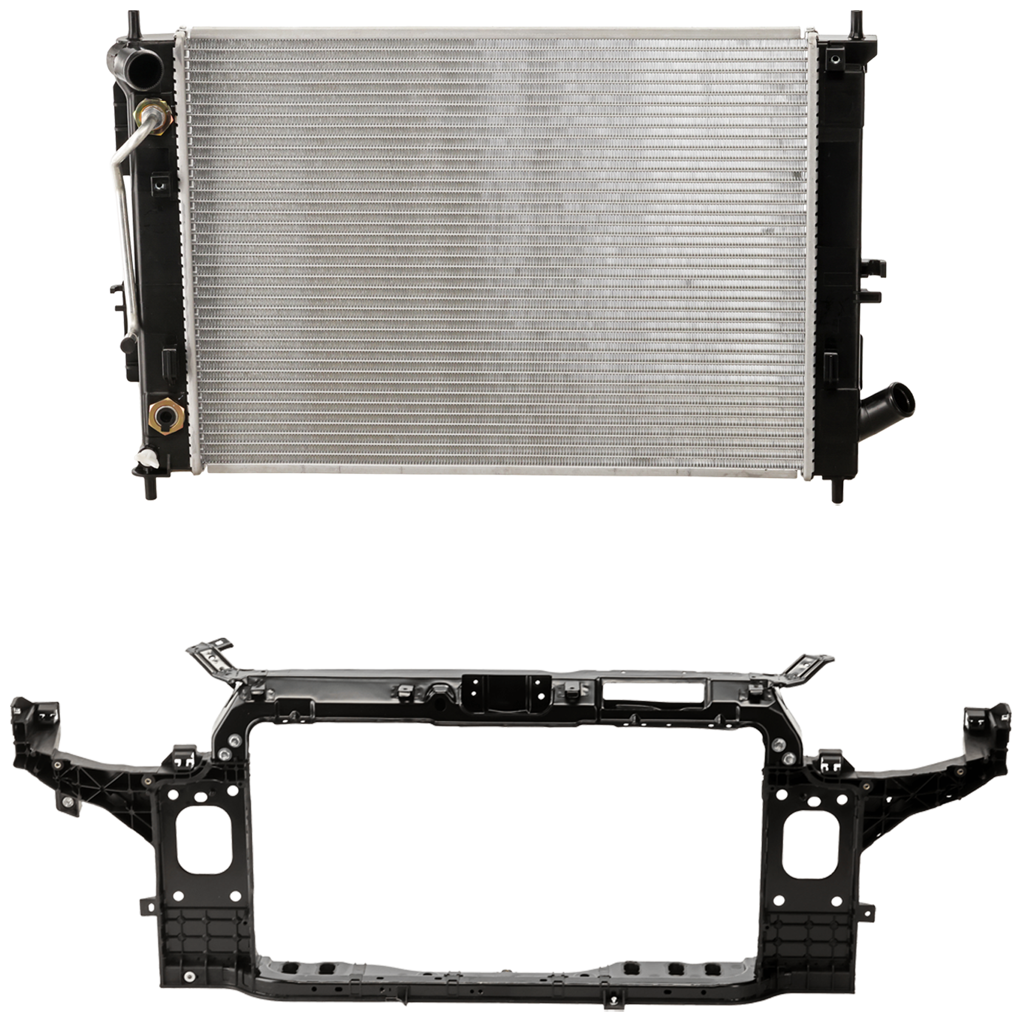 AM FORTE 15-16 RADIATOR SUPPORT 2 pc Kit Assembly includes Radiator SKU KIT 091825-195 Partslink HY3010186 OEM 253103X650-253103X600
