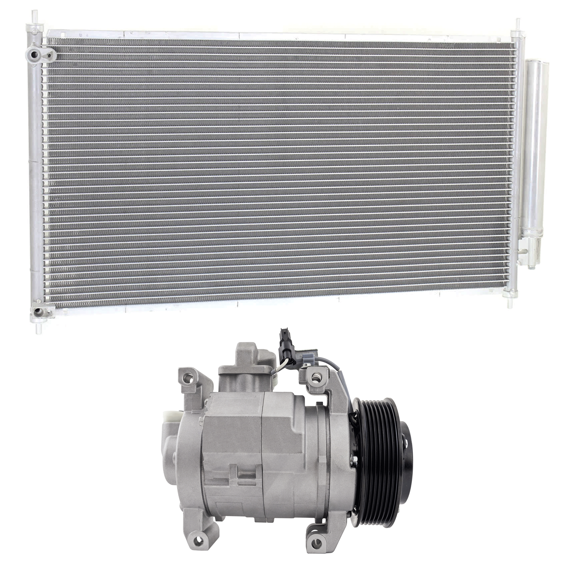 AM ACCORD 13-17 A C COMPRESSOR 2 pc Kit New w Clutch 7 Groove Pulley 2.4L Eng. includes A C Condenser SKU KIT 091825-37 Partslink HO3030159 OEM 198303-1027501-4711046-141230N