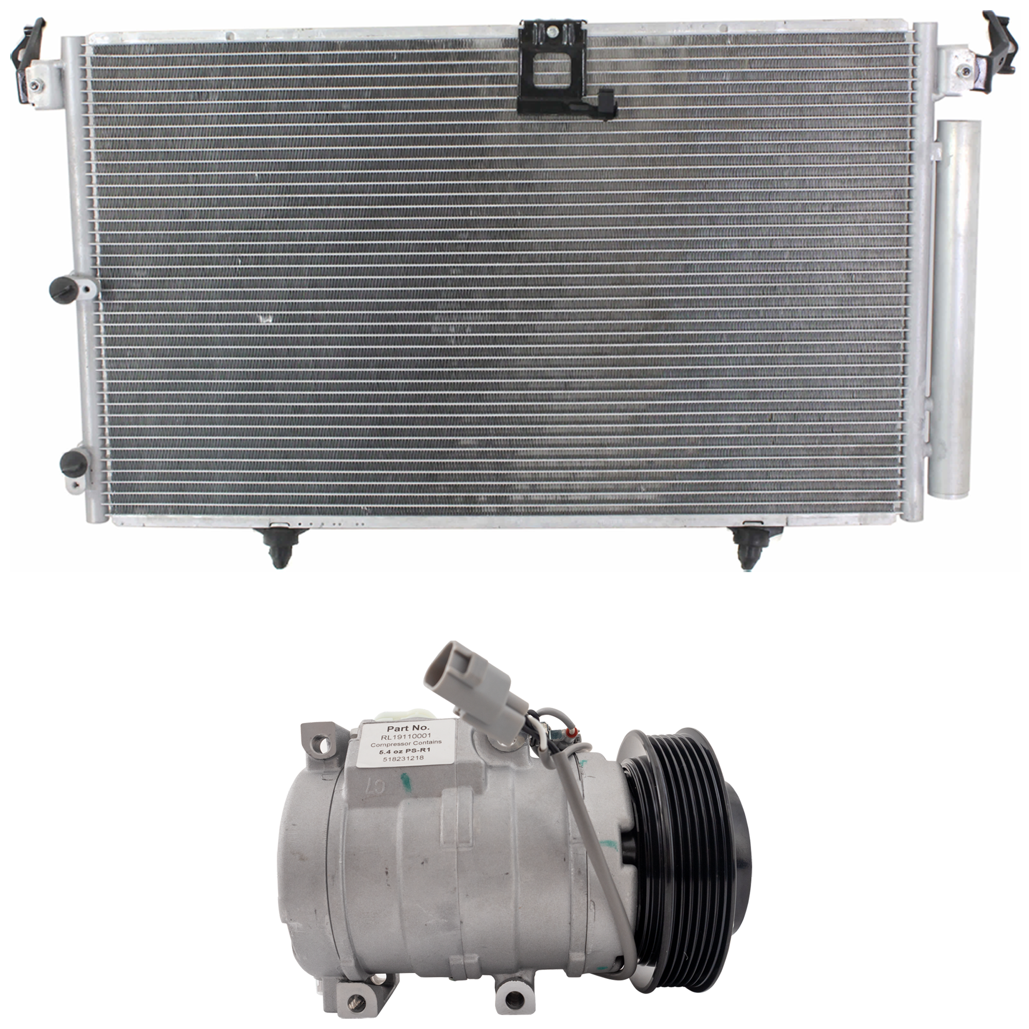 AM RX300-99-03 A C COMPRESSOR 2 pc Kit New w Clutch 6 Groove Pulley includes A C Condenser SKU KIT 091825-39 Partslink LX3030107 OEM 78390-274521-0610091-638842-81