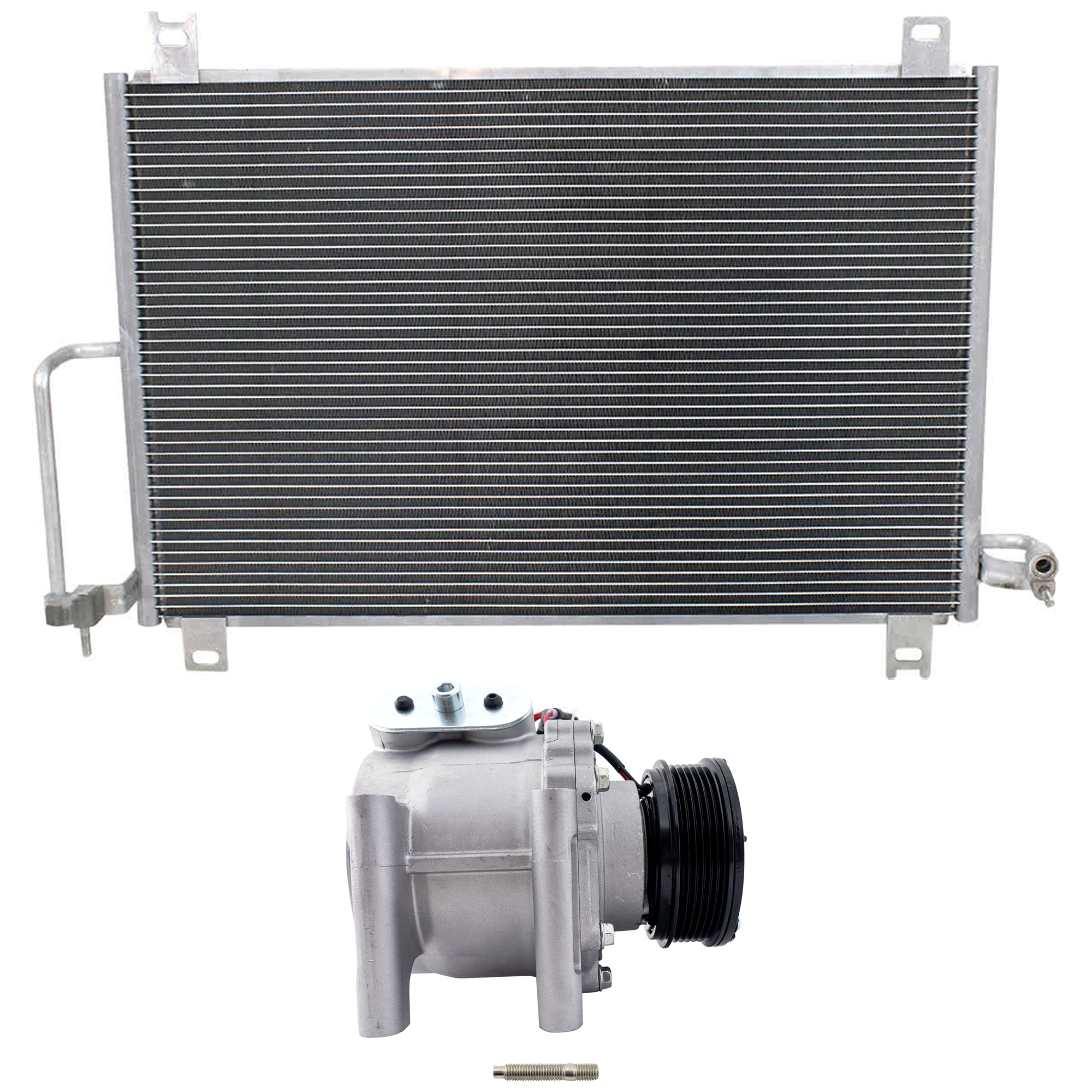 AM ENVOY TRAILBLAZER 02-07 A C COMPRESSOR 2 pc Kit New w Clutch 6 Groove Pulley 6 Cyl includes A C Condenser SKU KIT 091825-45 Partslink GM3030241 OEM 25825339-8258253390-25825341-8