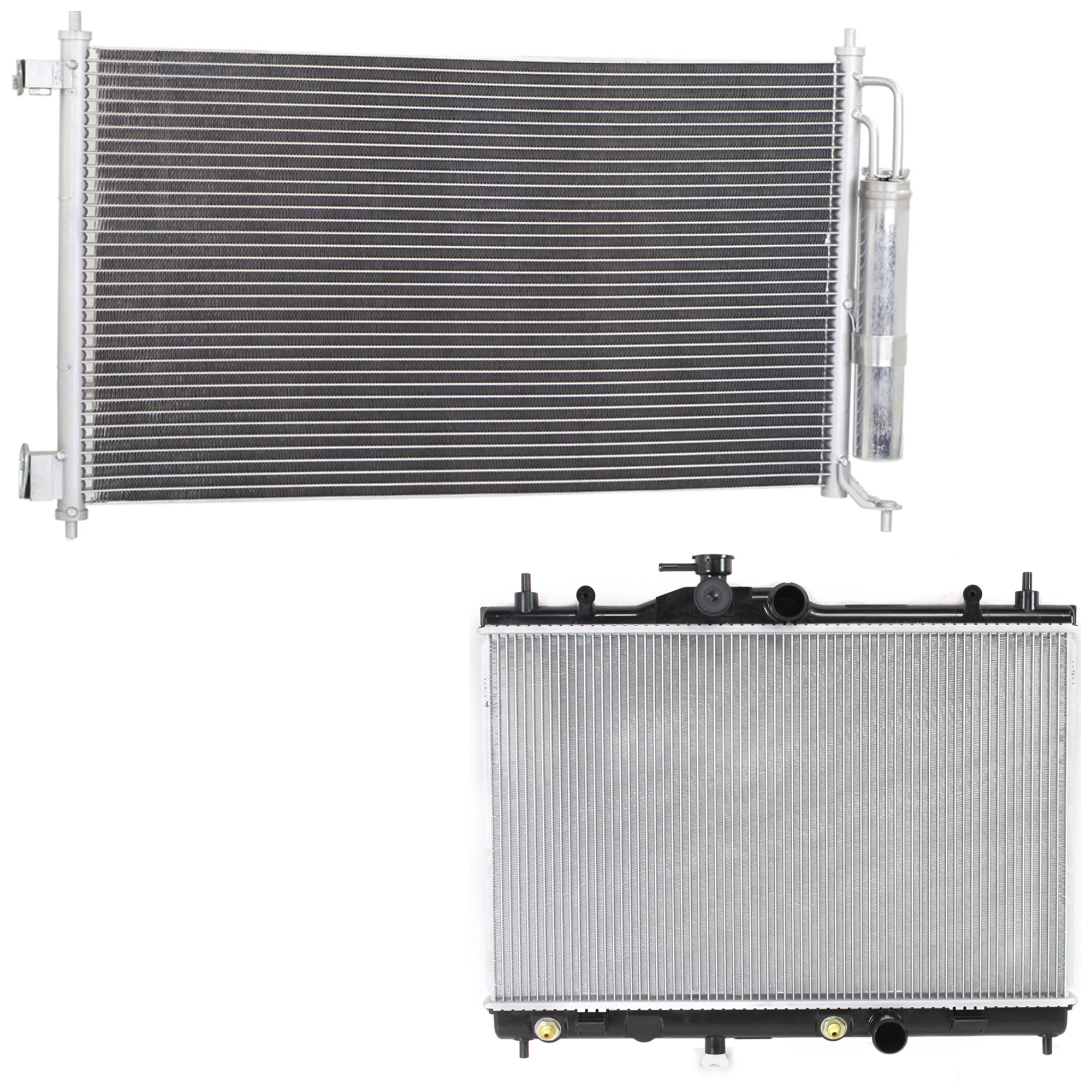 AM VERSA 07-12 RADIATOR 2 pc Kit Hatchback Sedan w o CVT includes A C Condenser SKU KIT 091825-46 Partslink NI3010212 NI3030163 OEM 21460ZW40B 92100ZW40D