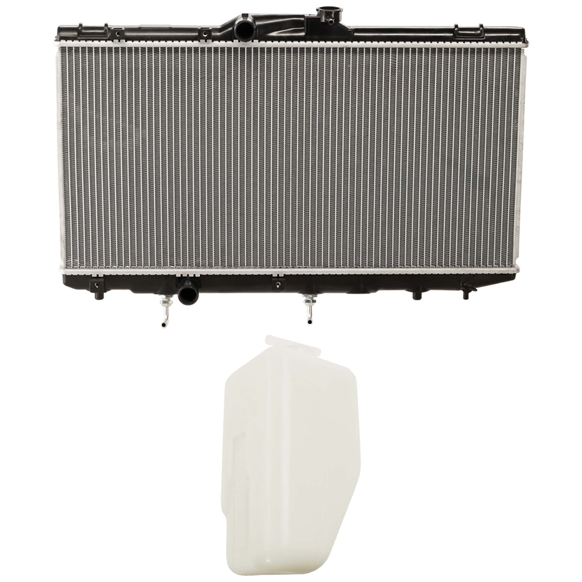 AM COROLLA 93-97 RADIATOR 2 pc Kit includes Coolant Reservoir SKU KIT 091825-53 Partslink TO3010131 TO3014104 OEM 52472193-1647015081