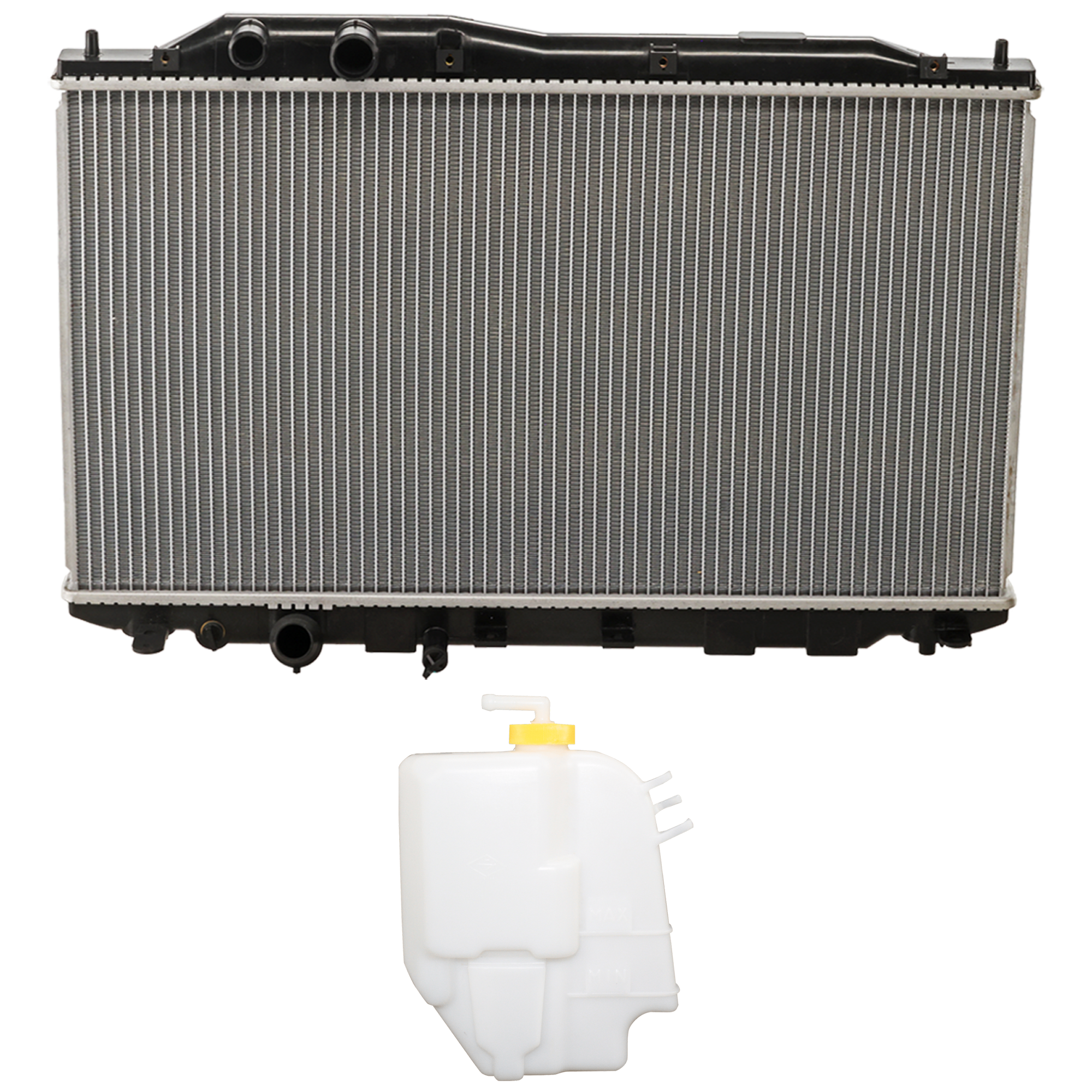 AM CIVIC 06-11 RADIATOR 2 pc Kit Coupe Auto Trans GX Model Sedan 4 Cyl 1.8L 2.0L Eng. includes Coolant Reservoir SKU KIT 091825-60 Partslink HO3010208 HO3014115 OEM 19010RNBC51-19101RNAA01